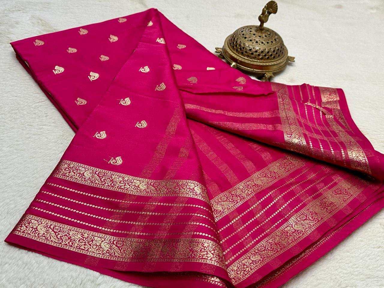 3 Semi Mysore Crape Silk Sarees image 10