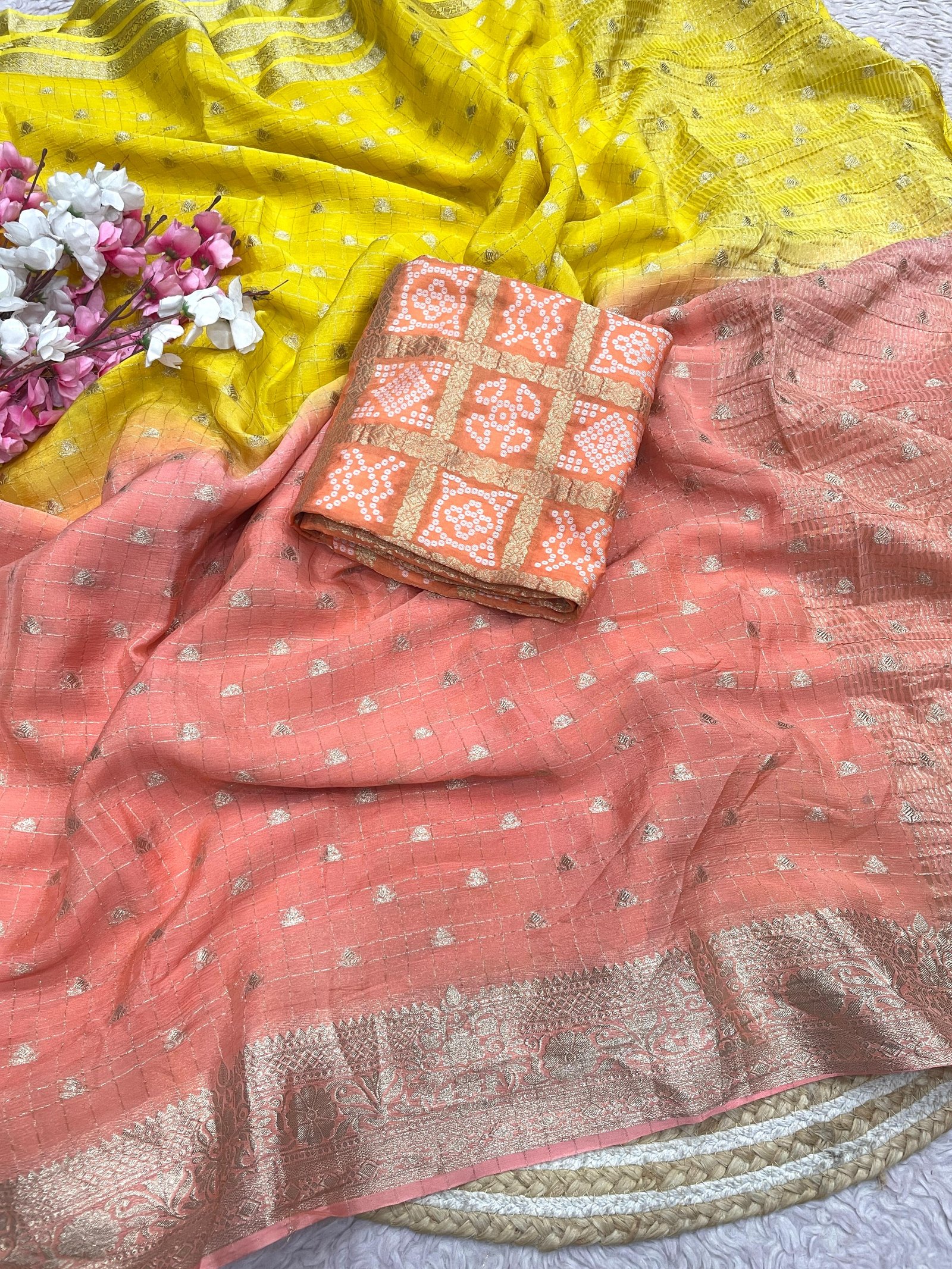 Pure Chinon Chiffon Silk Weaving Saree image 15