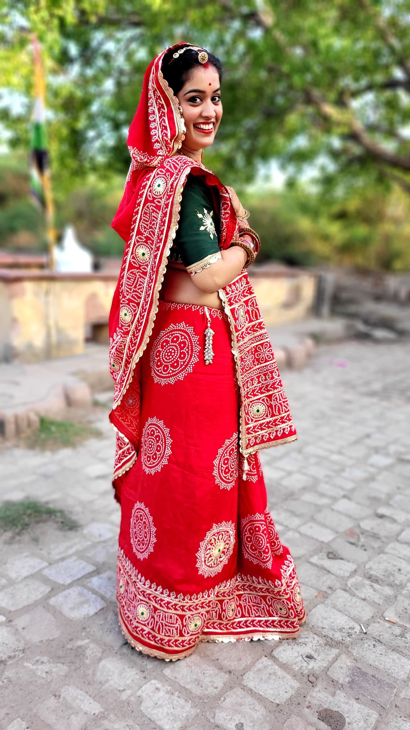 Rajwadi Bandhani Saree Pallu with Gota Patti