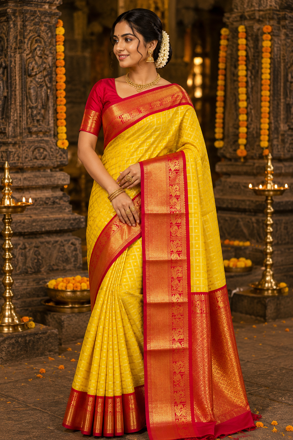 Checks and Tilak Korvai Kanchi Semi Silk Sarees image 20