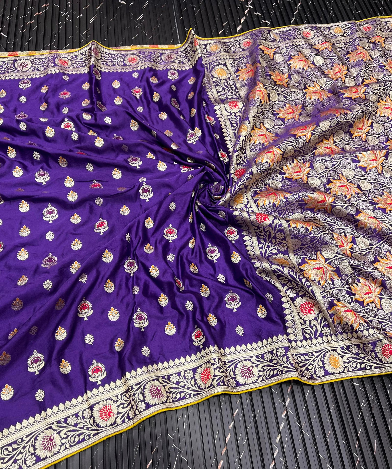 Pure Satin Gaji Silk Jacquard Saree image 11