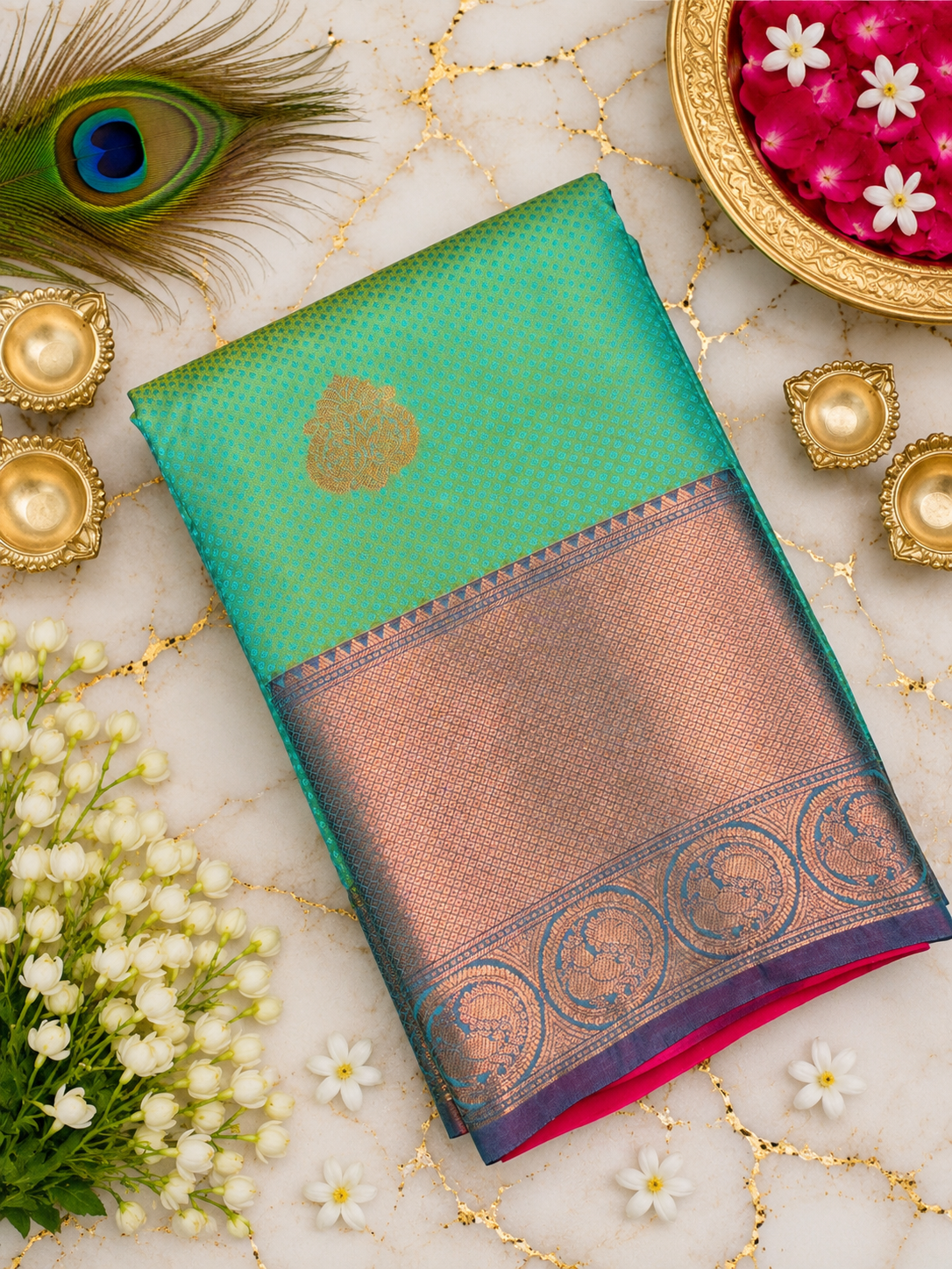 4 Korvai Kanchi Semi Silk Sarees image 5