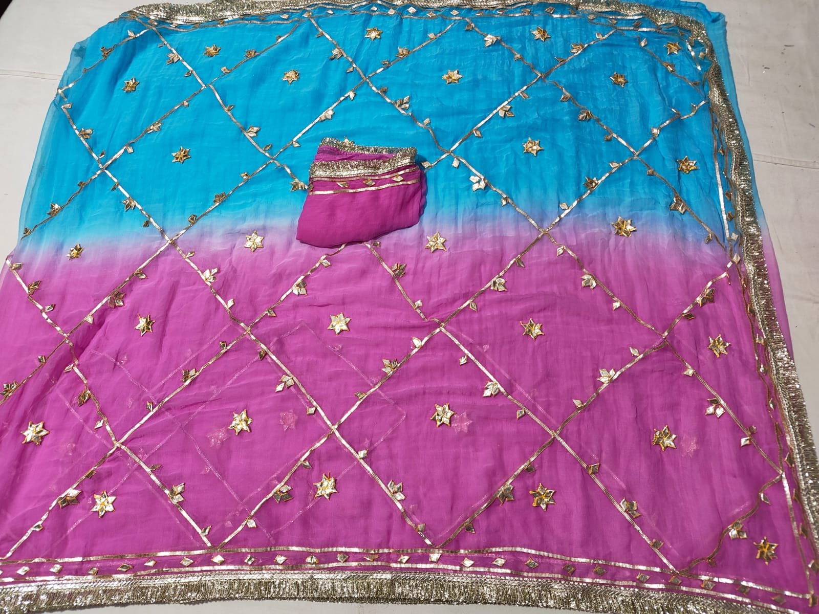 Pure Najmeen Chiffon Gota Patti Saree