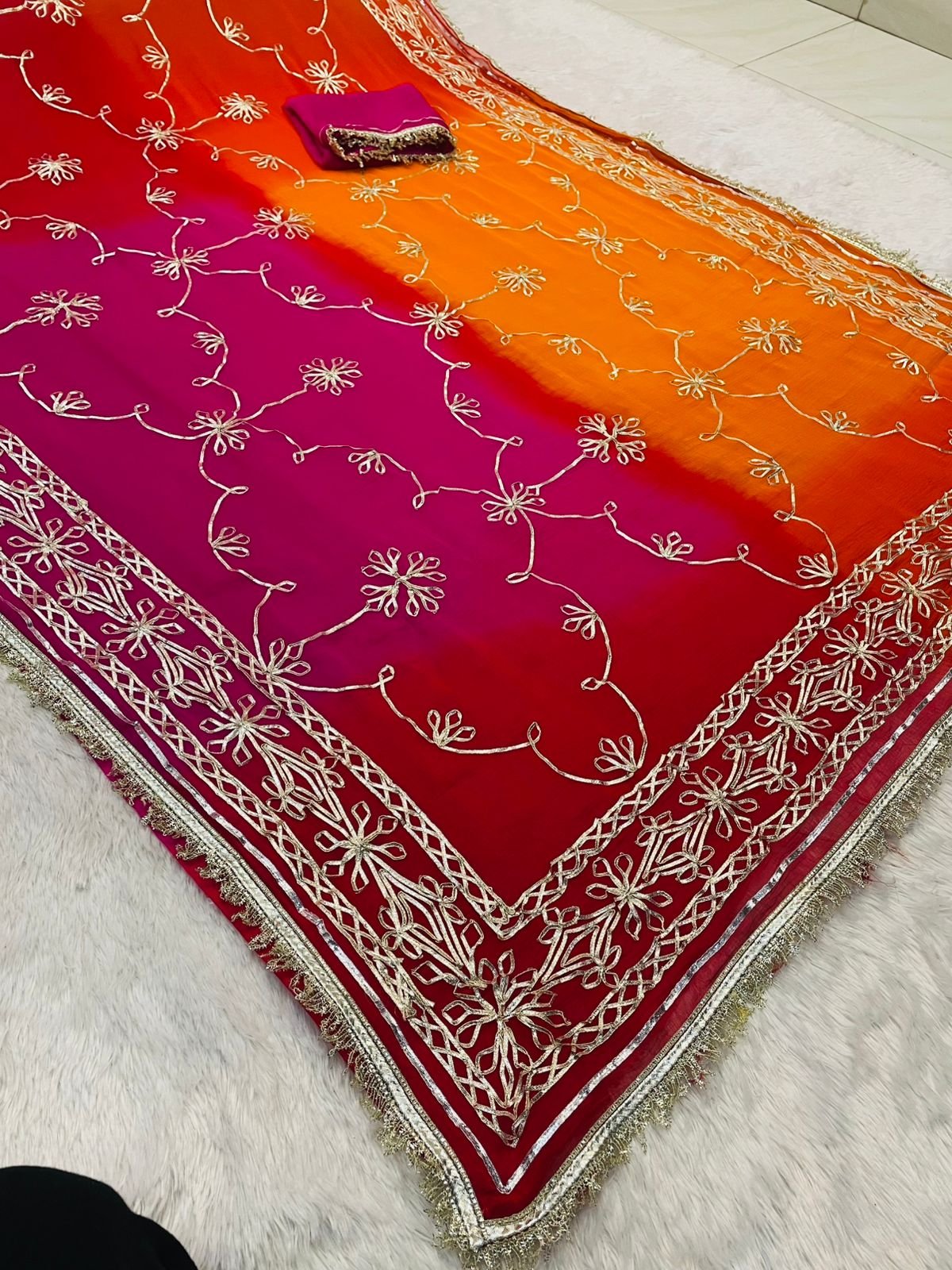Half Pure Chiffon Saree image 8