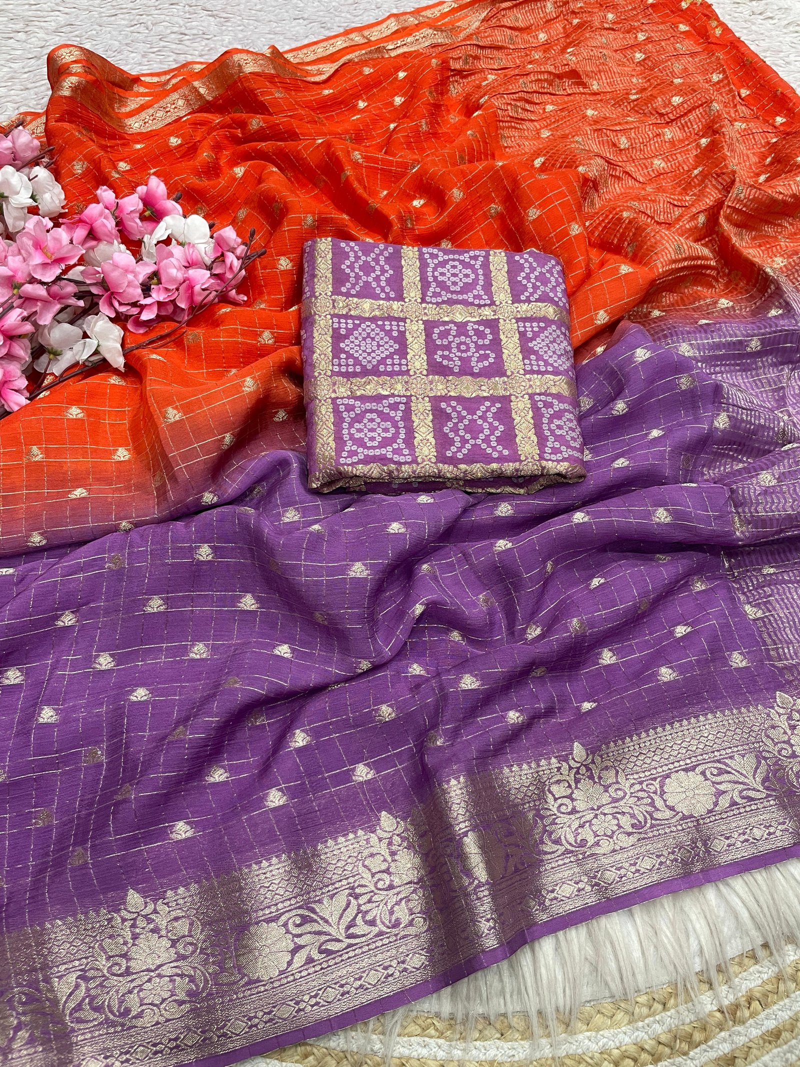 Pure Chinon Chiffon Silk Weaving Saree image 12