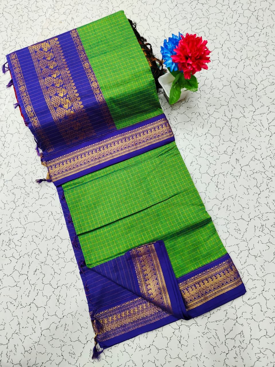 Kalyani Cotton Checks Saree image 20
