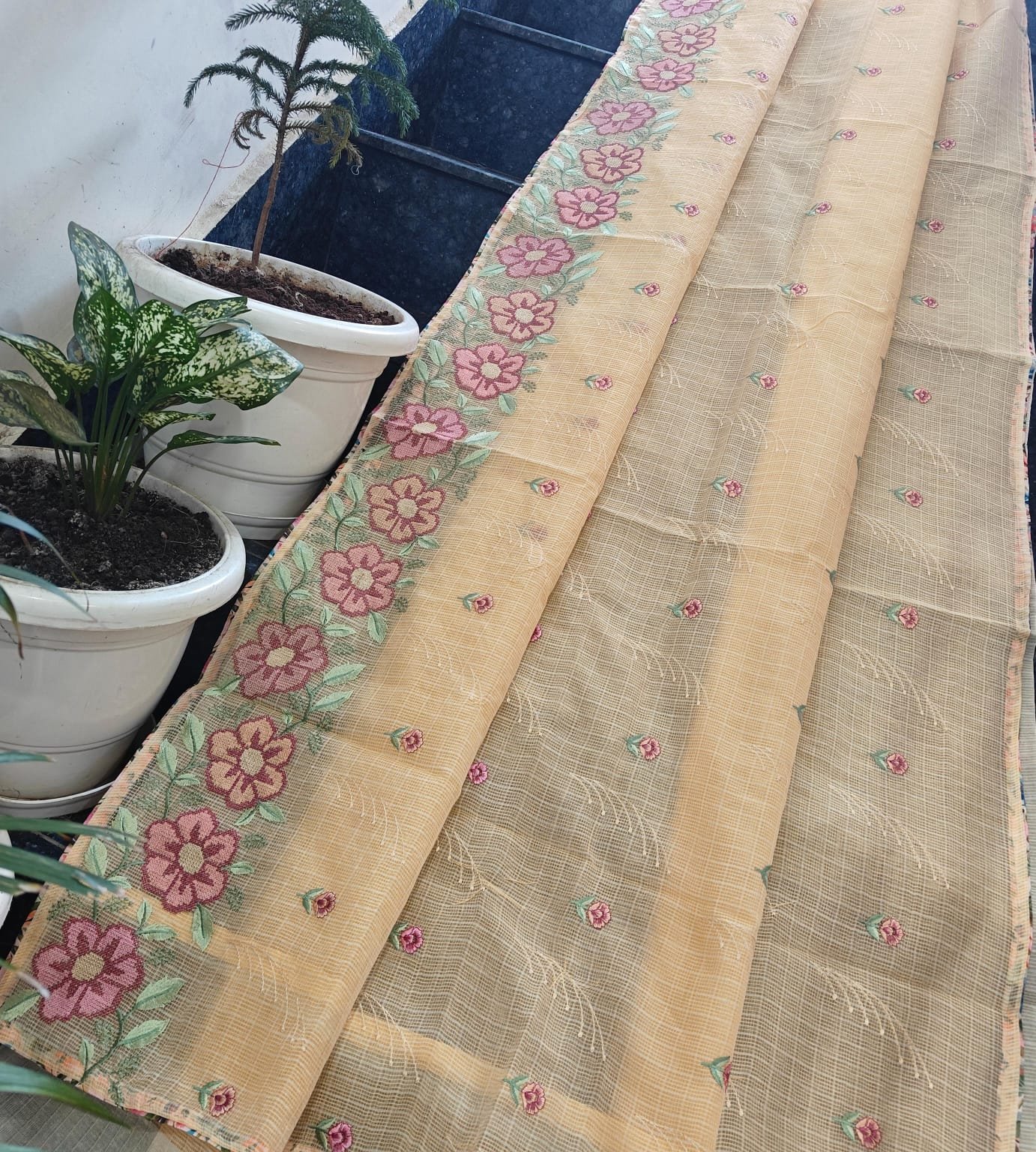Kota Doria Saree – Embroidery Work image 2