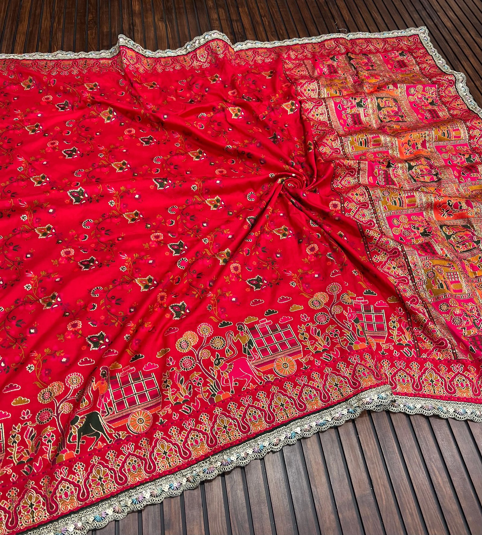 7 Rajwadi Pashmina Silk Weaving Saree image 7