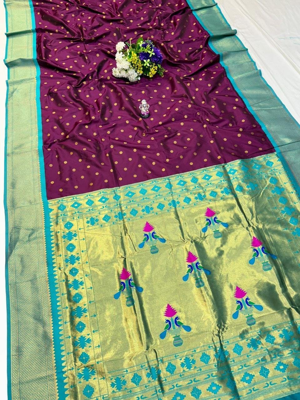Yeola Kalanjali Double Pallu Paithani image 28