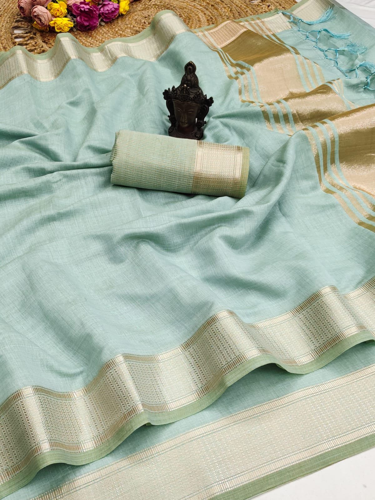 Soft Cotton Sarees Pastels image 2