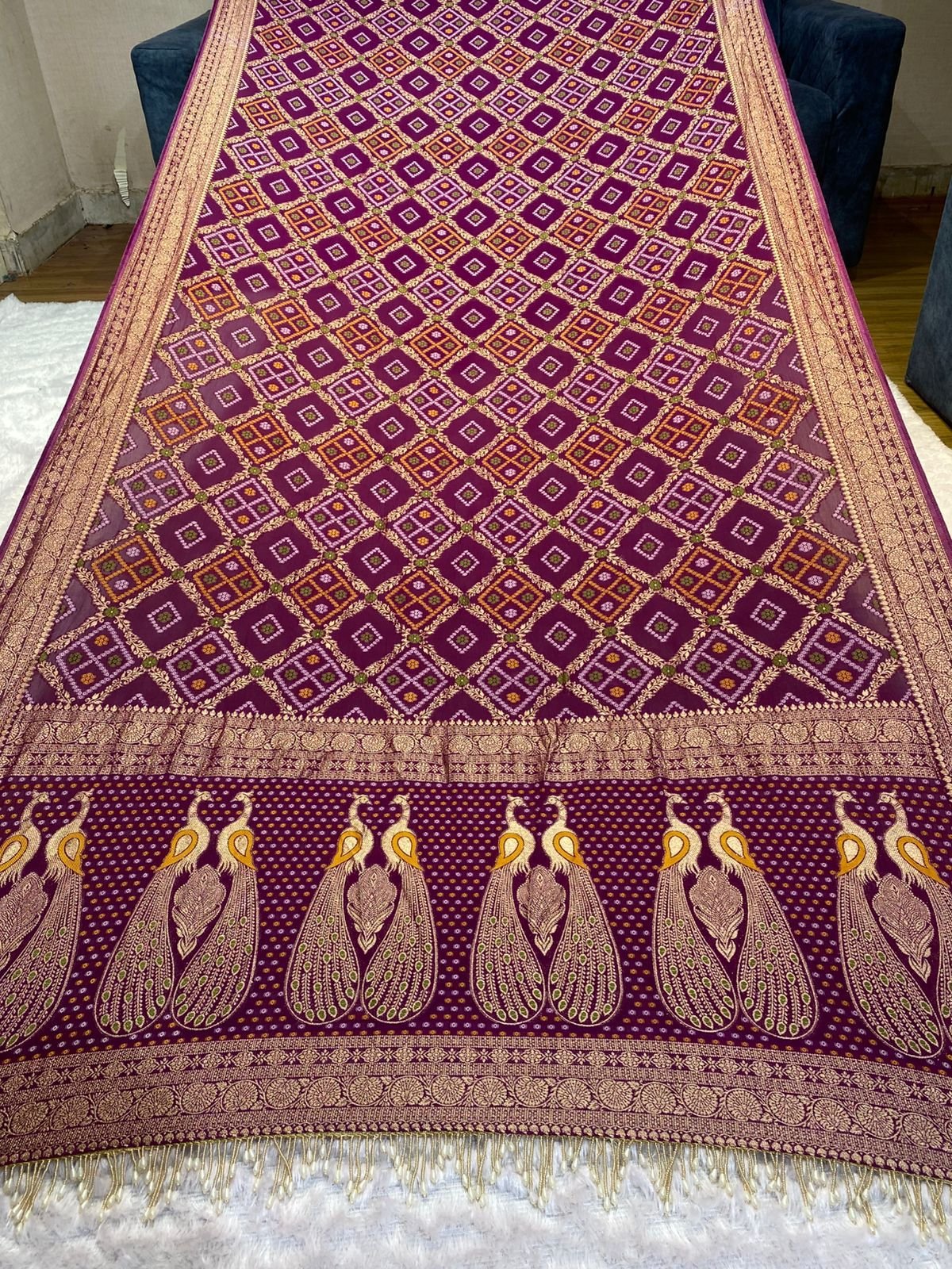 Pure Georgette Peacock Jangla Bandhani