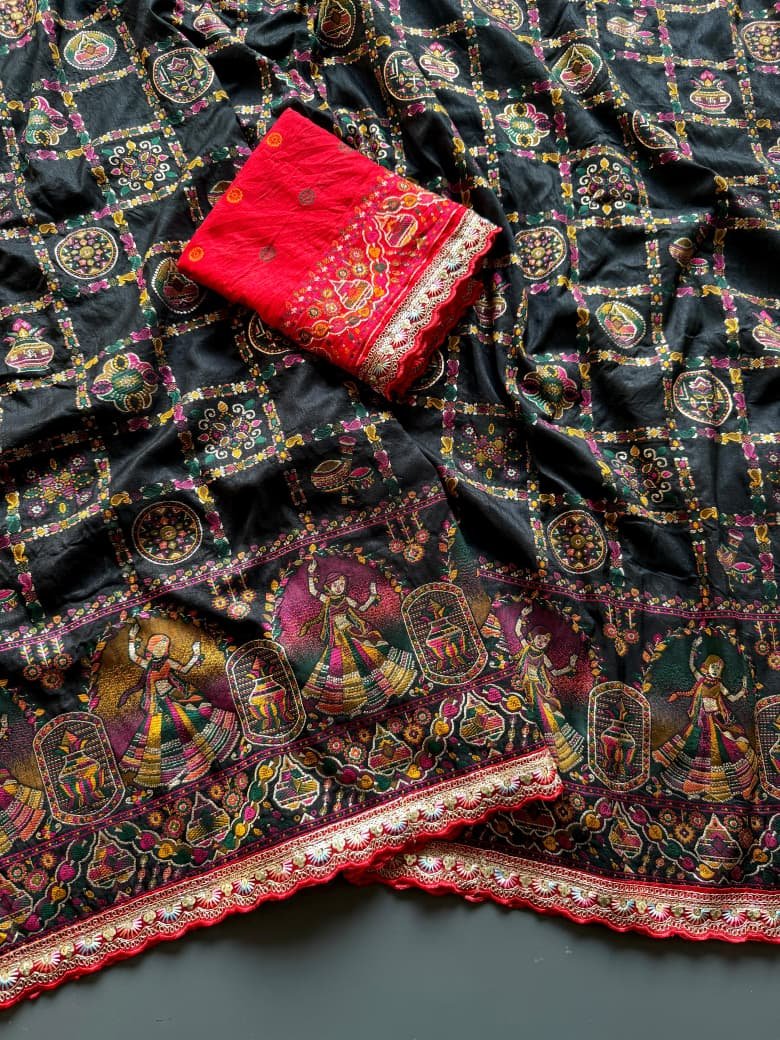 5 Pure Soft Rajwadi Pashmina Silk Jaquard Weaving Saree image 9