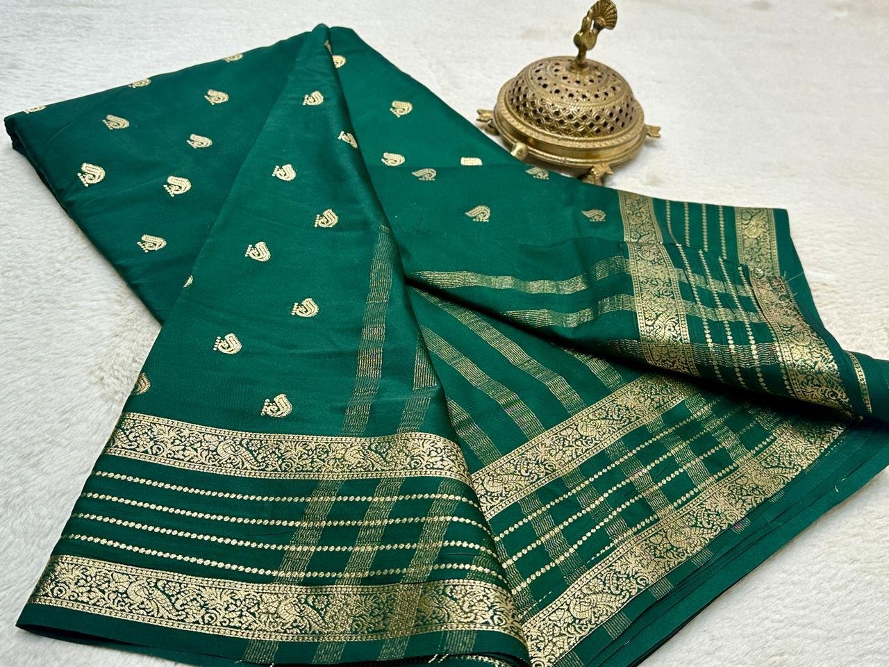 3 Semi Mysore Crape Silk Sarees image 2