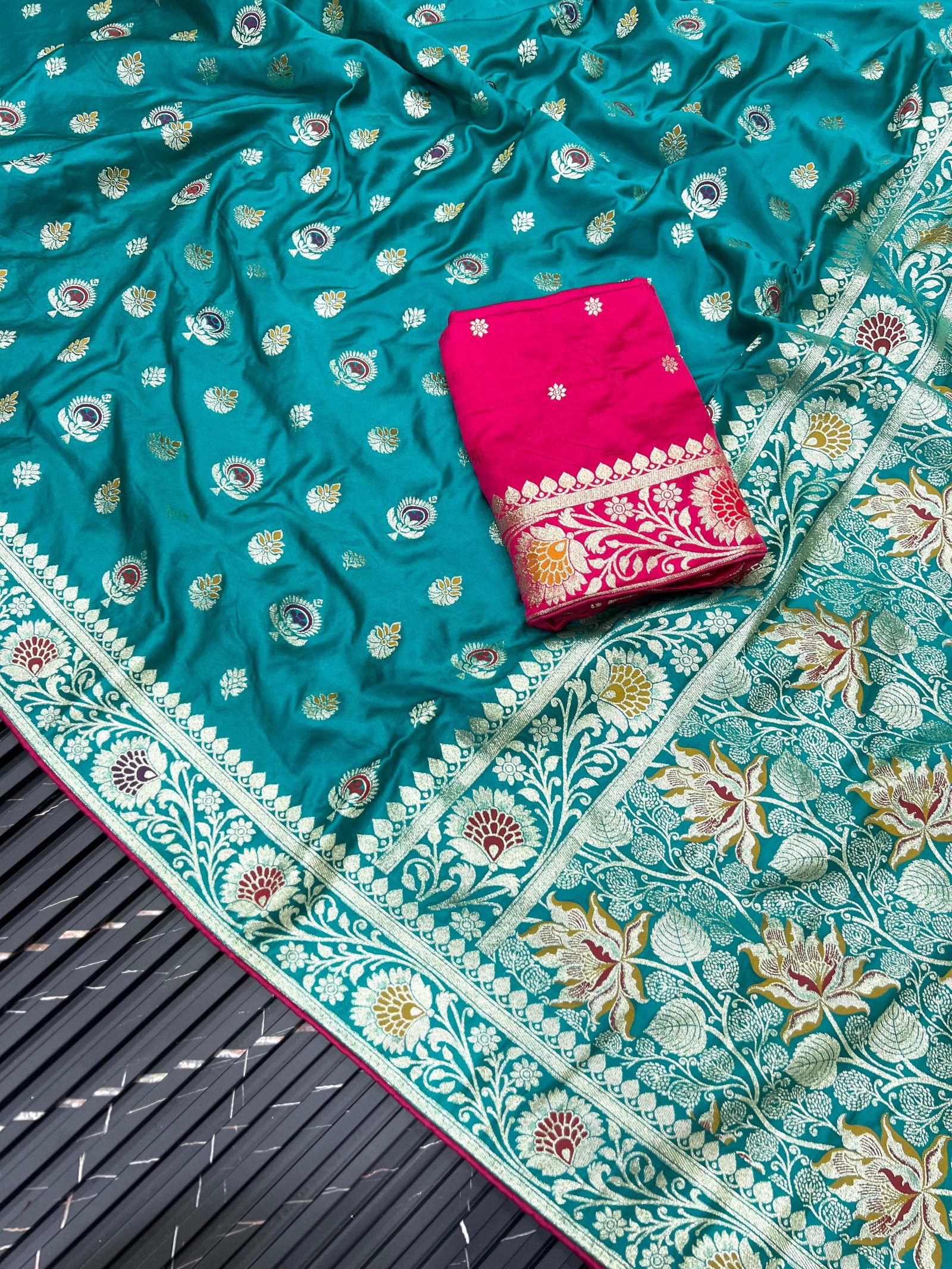 Pure Satin Gaji Silk Jacquard Saree image 3