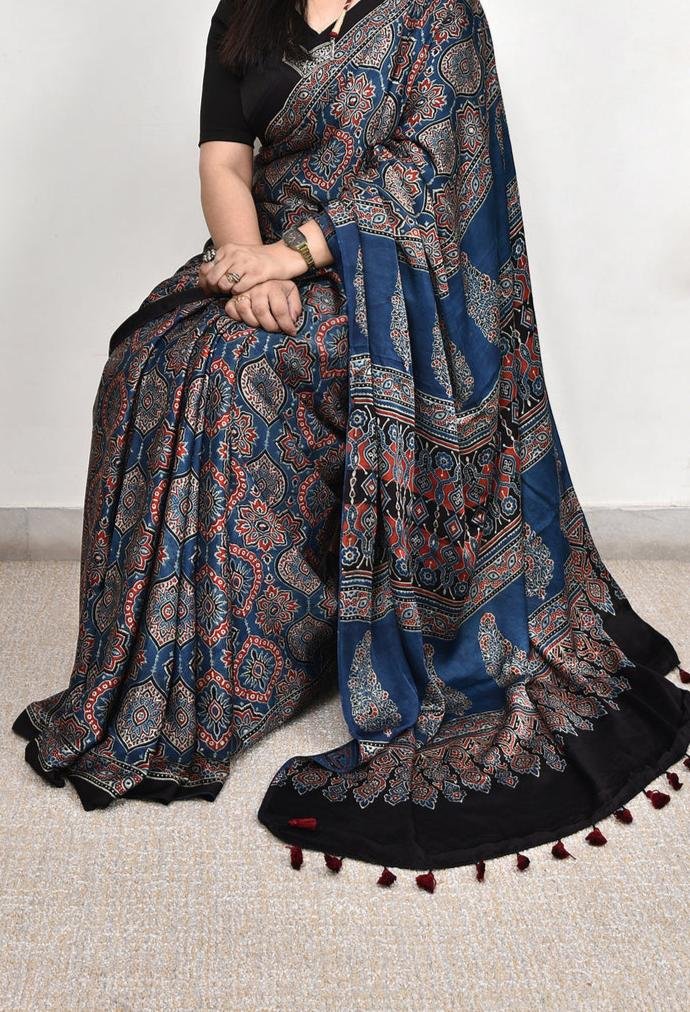 Gajji Silk Ajrakh saree image 5