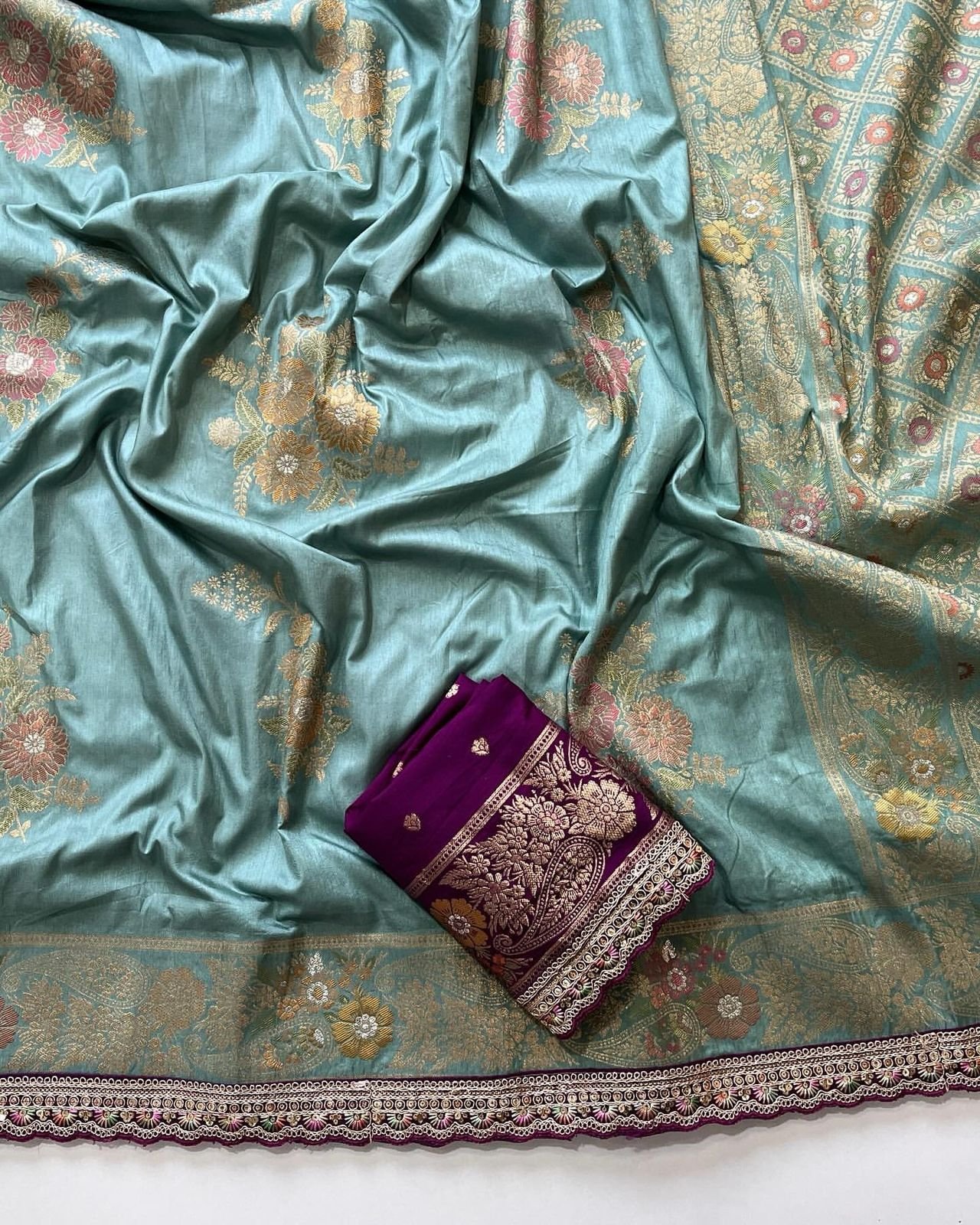 Heavy Dola Silk Saree with Embroidery image 2
