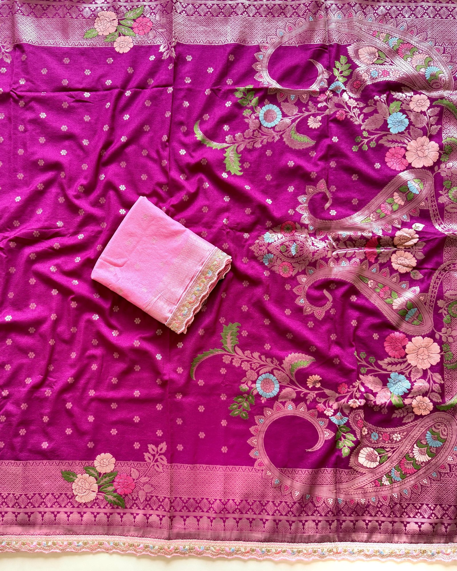 Pure Khadi Crepe Georgette Minakari Weavin Saree image 5