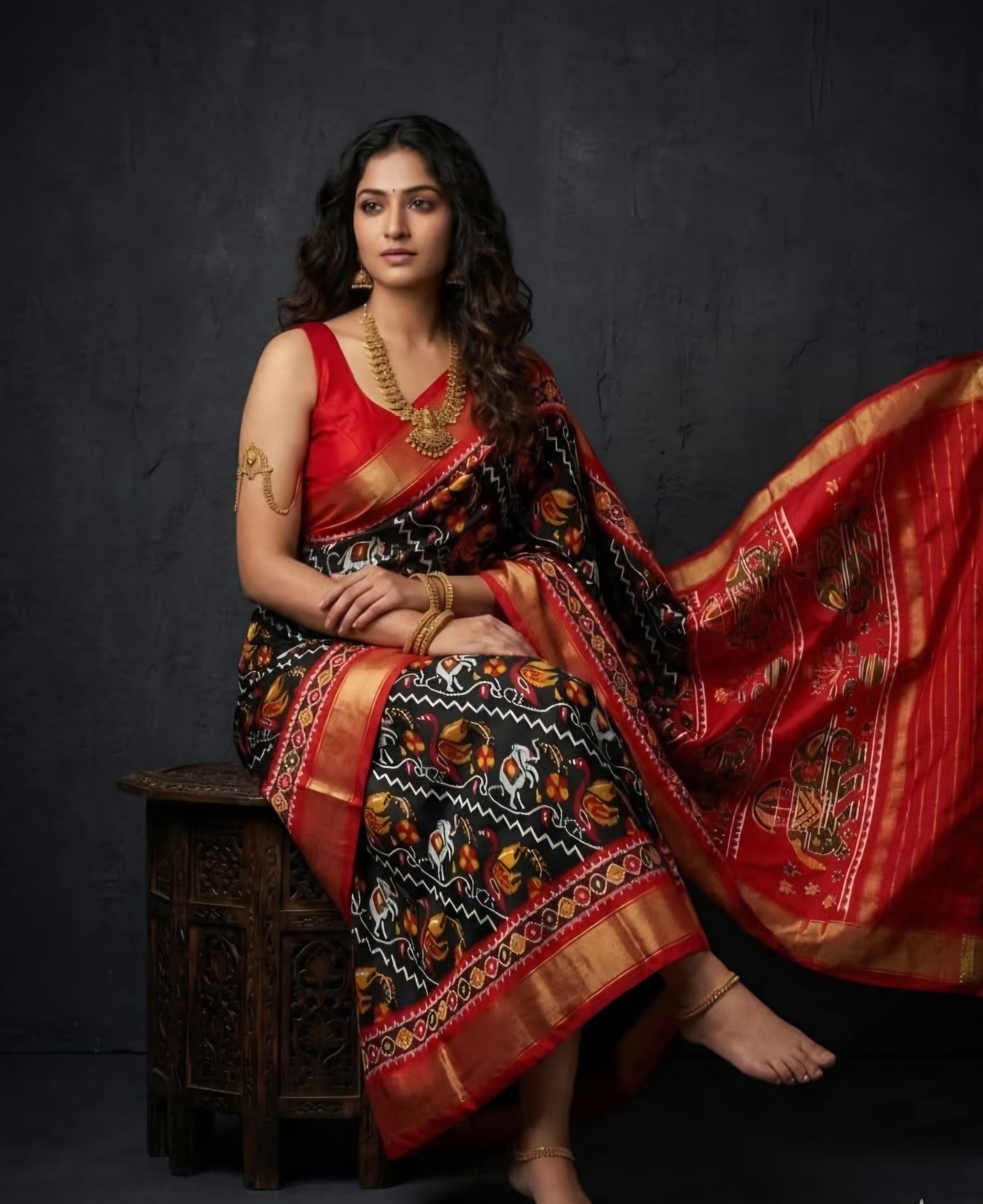 Exclusive Double weaving Ikkat printed Sarees image 4