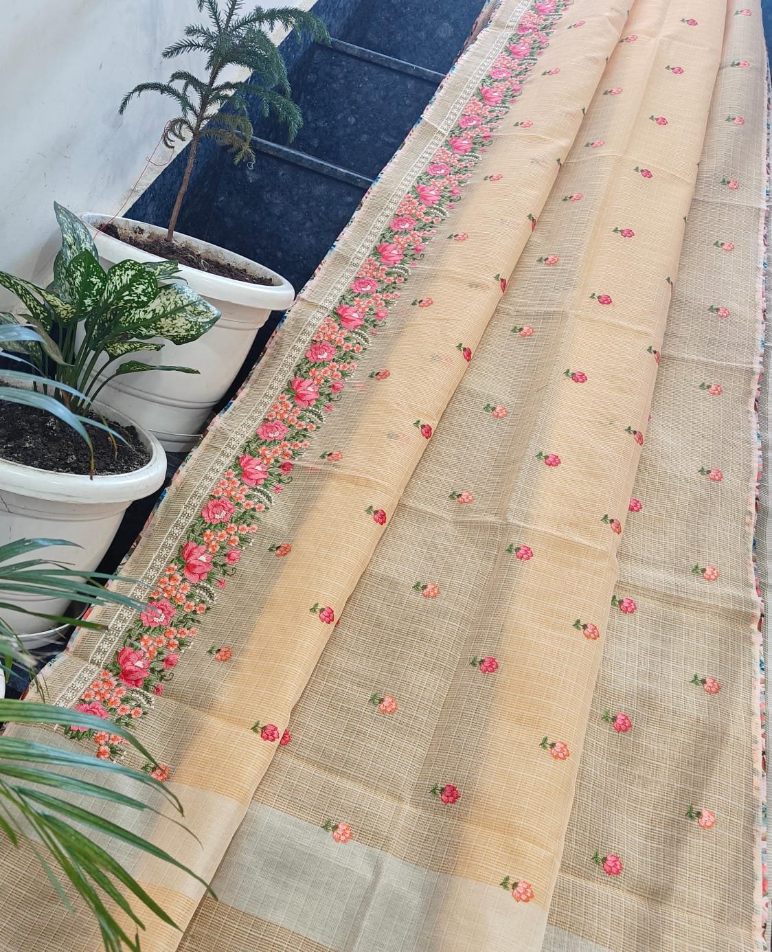 Kota Doria Saree – Embroidery Work image 3