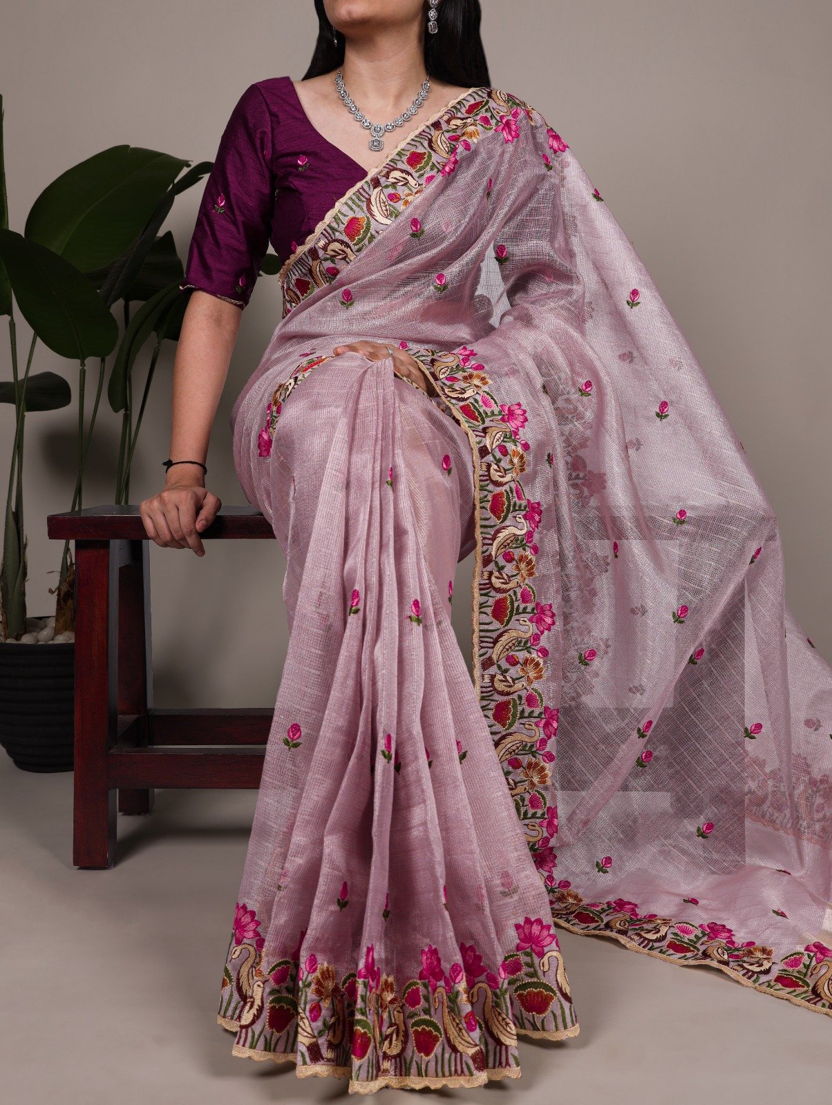 14 Kota Doria Zari Tissue Saree image 10