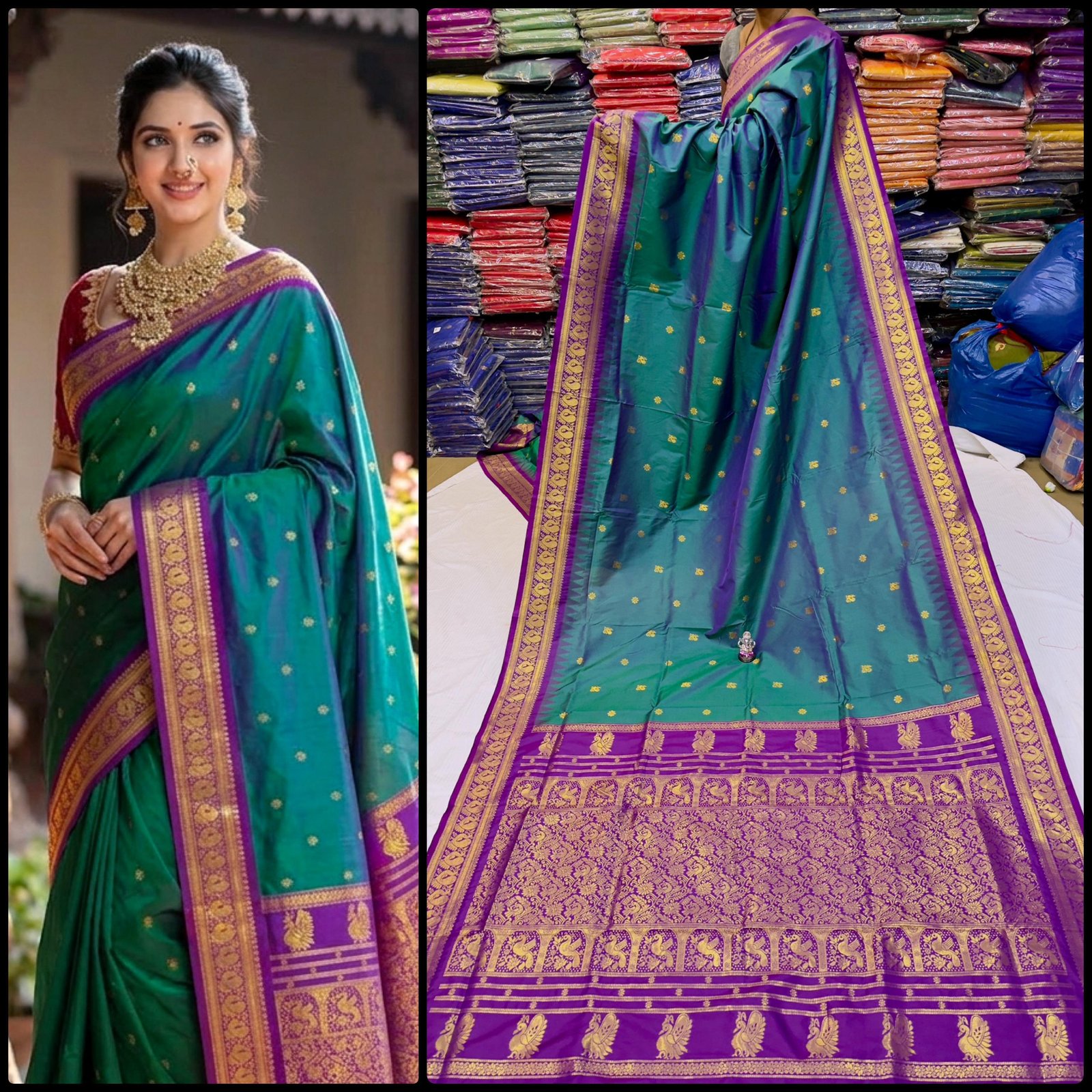 Half Silk Gadwaal Paithani image 7
