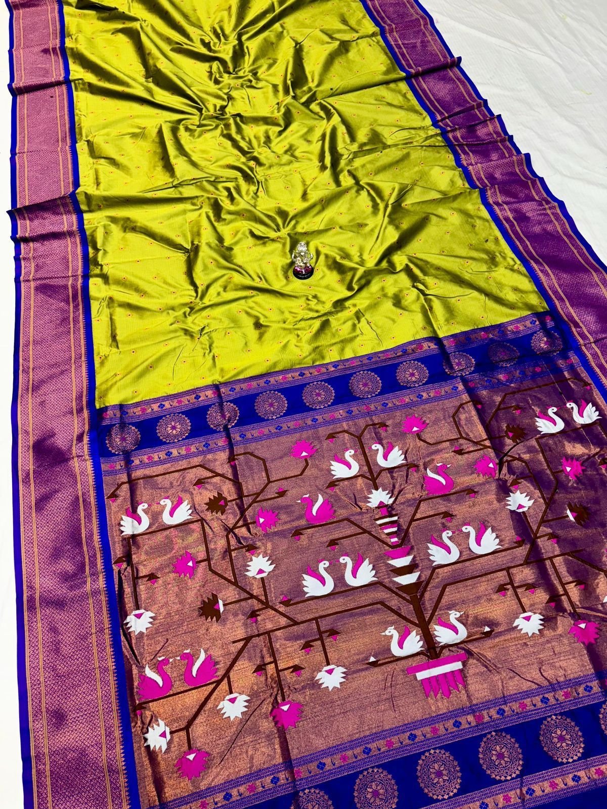 Beautiful Swan Pallu Paithani image 20
