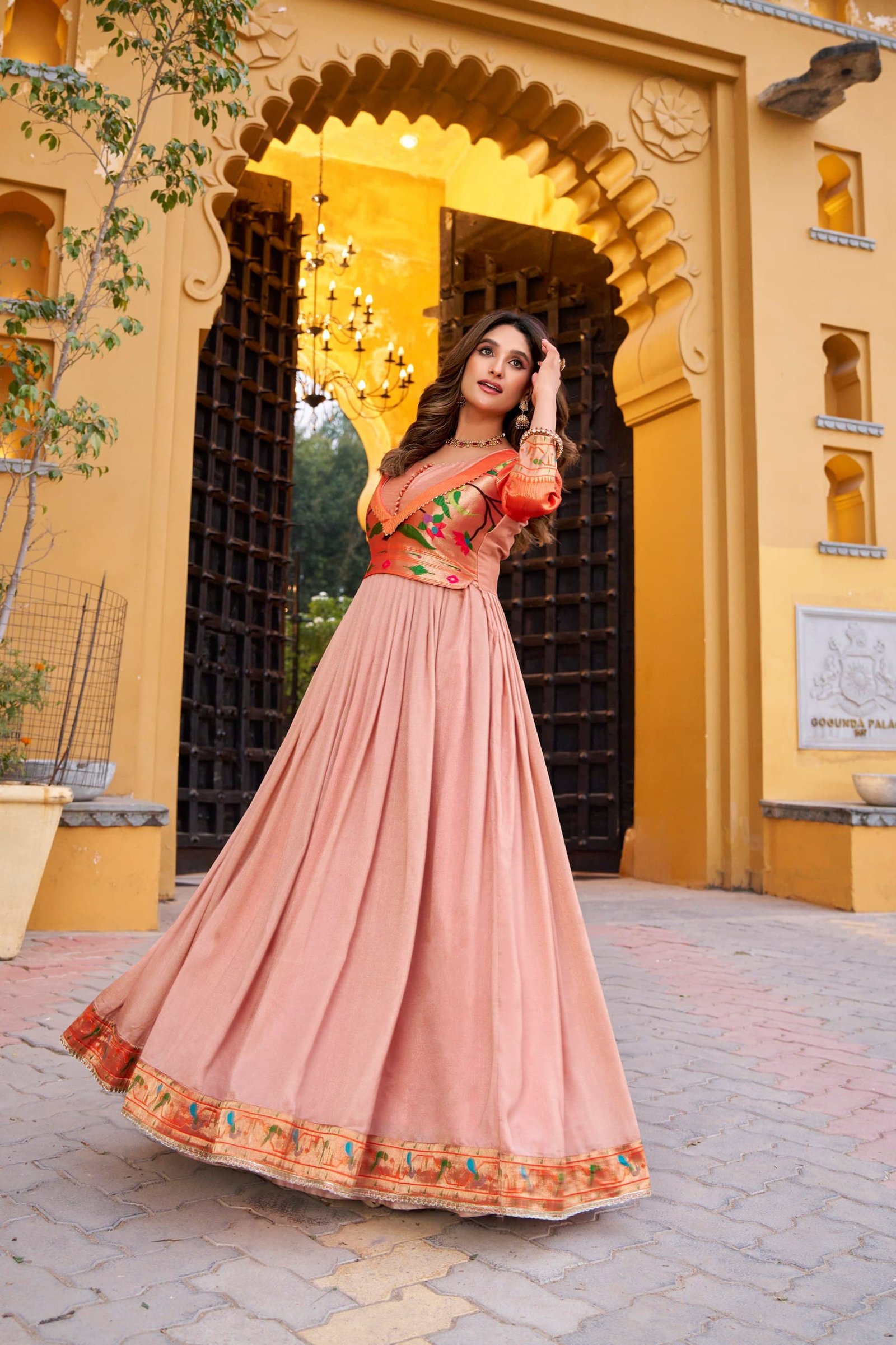 Luxurious Vichitra Silk Gown image 2