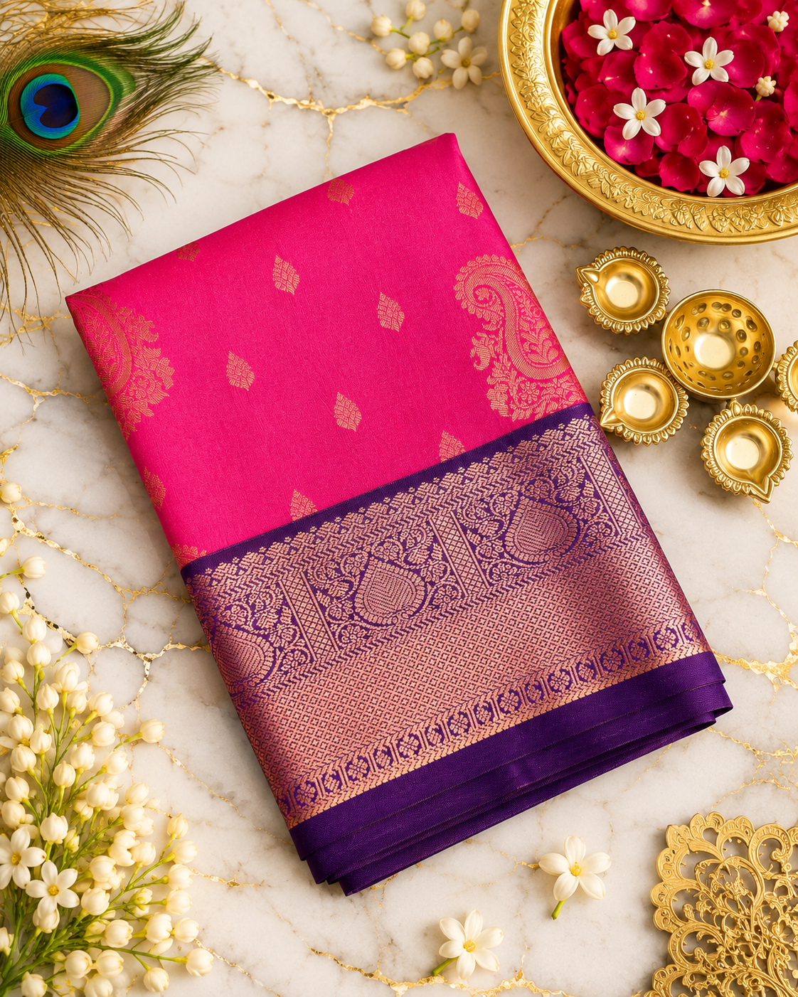 6 Korvai Kanchi Semi Silk Sarees image 7