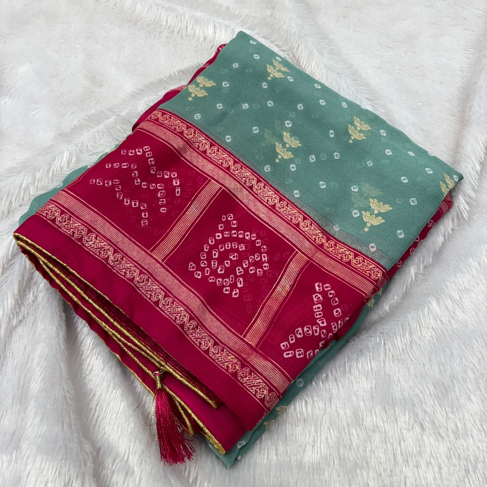 Premium Georgete saree in Bandani pattern image 2