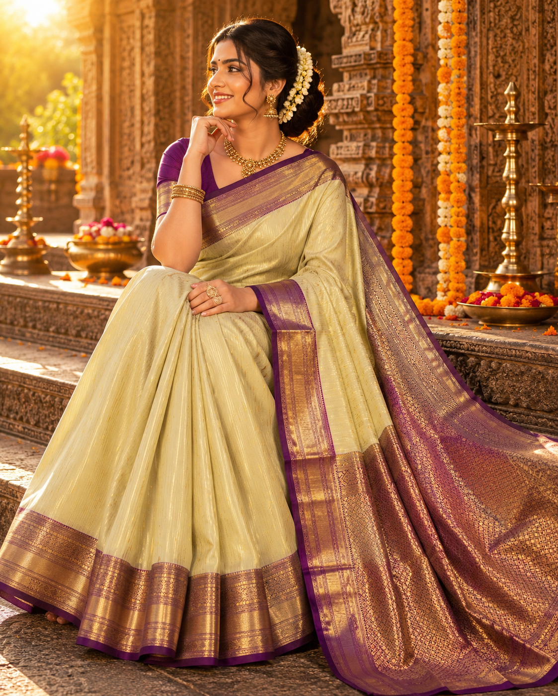 8 Korvai Kanchi Semi Silk Sarees image 5