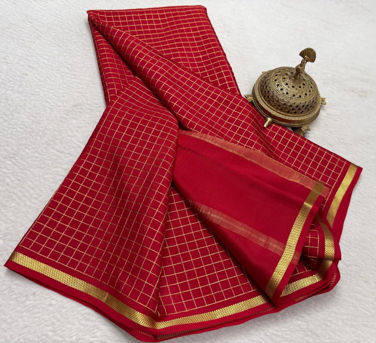Pure Mysore Checks Sarees image 11