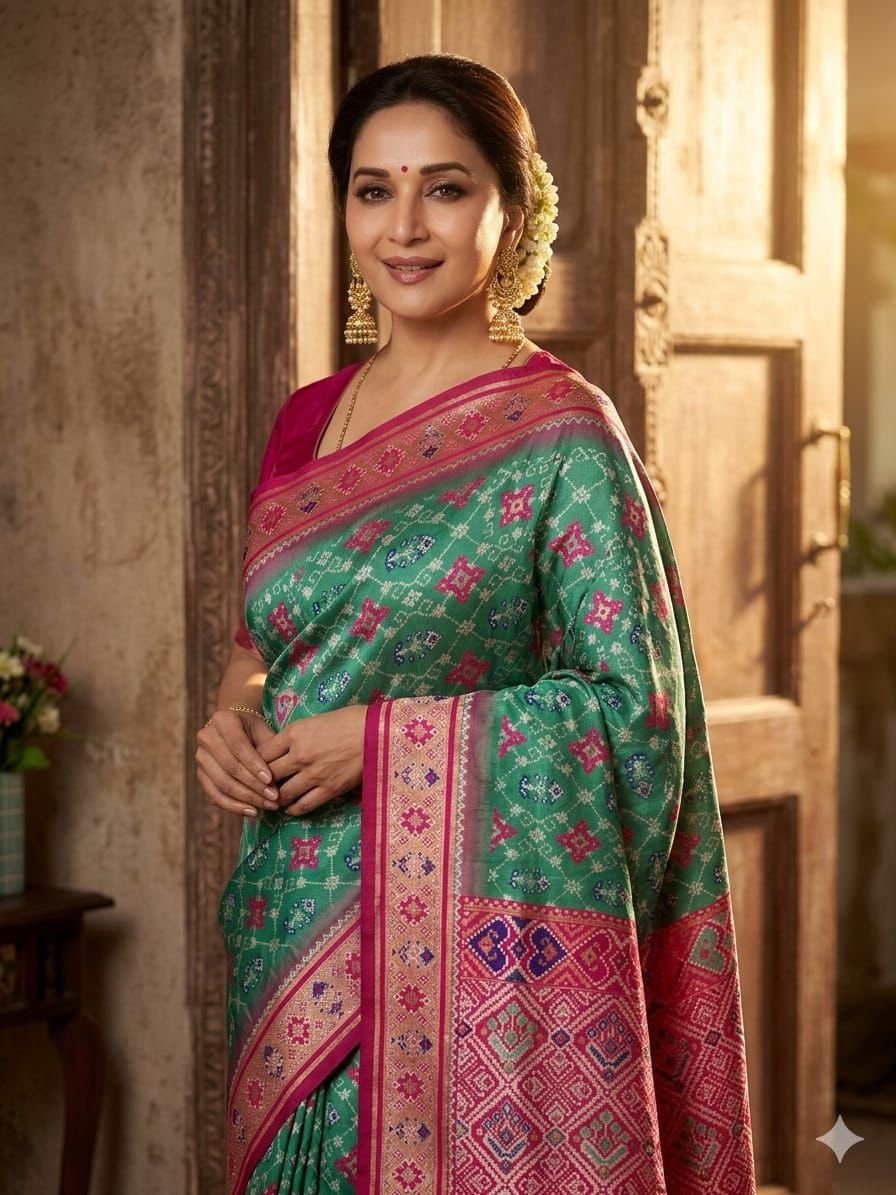 Patola Silk Saree With Paithani Touch image 3