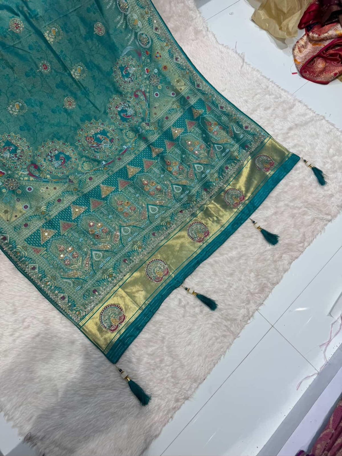 Fancy Tanchoi Silk Jarkan Work image 2