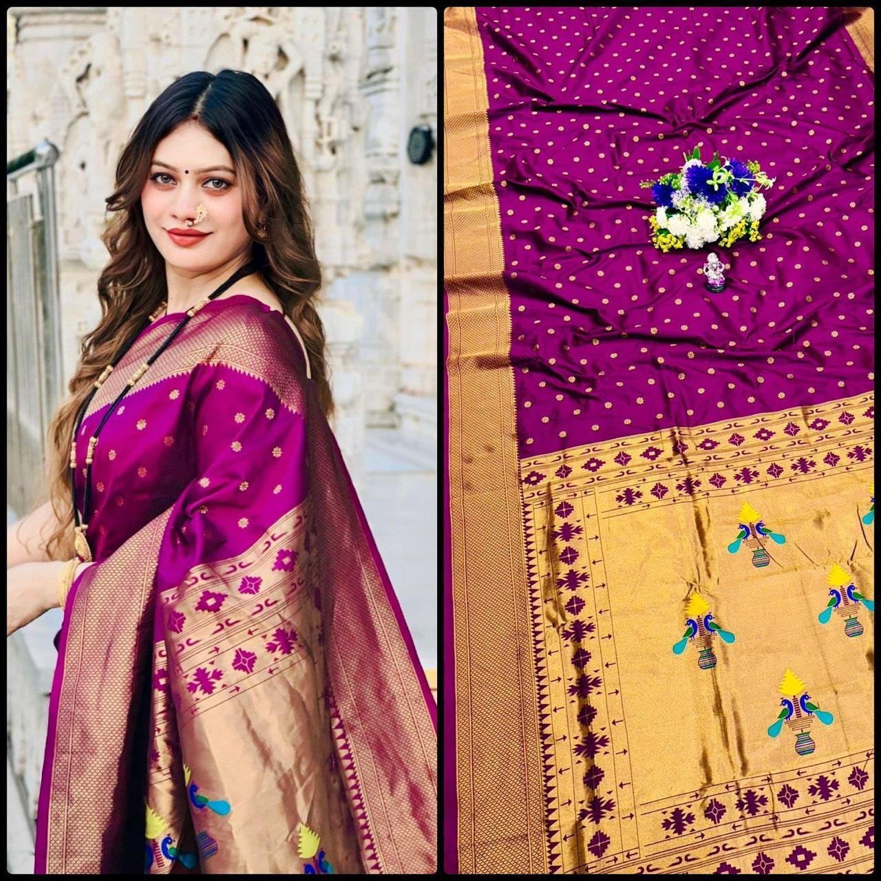 Yeola Kalanjali Double Pallu Paithani image 25