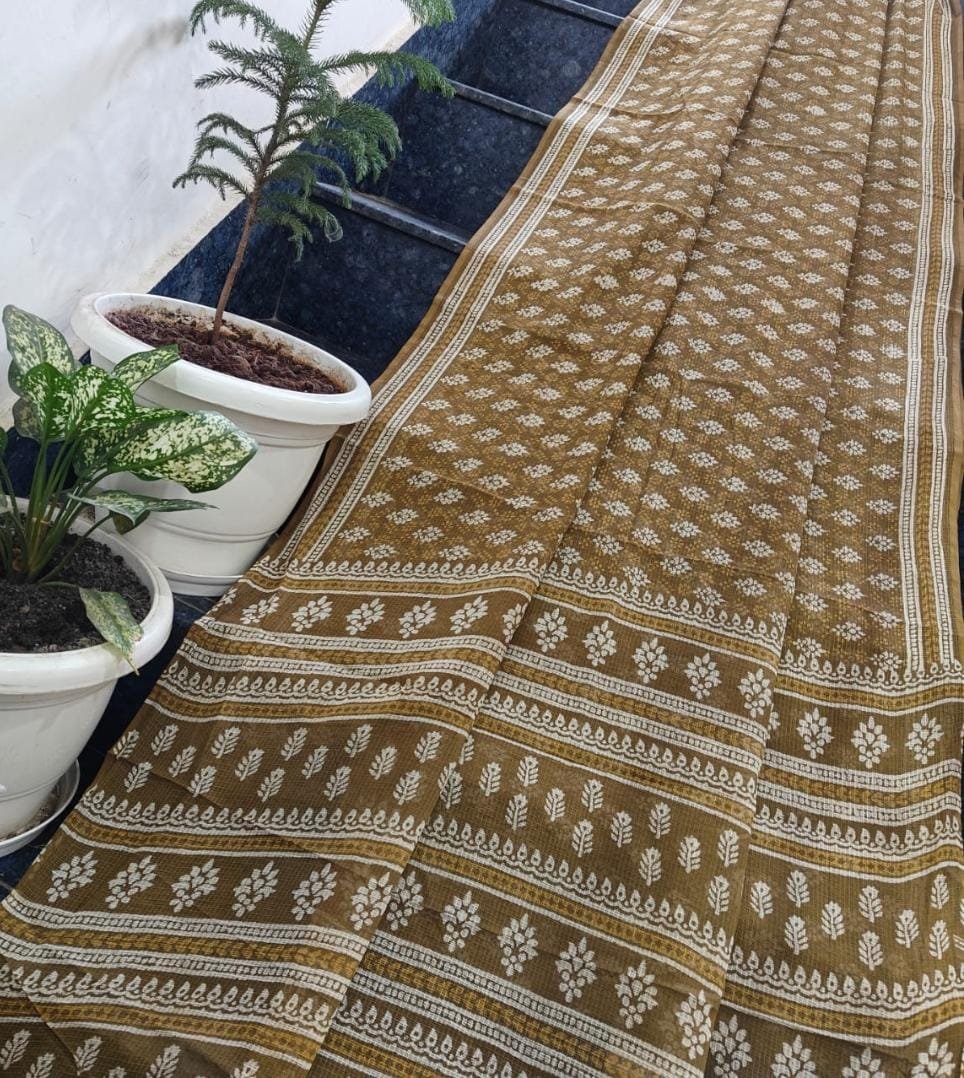 14 Pure Kota Doria Saree Indigo Print image 6