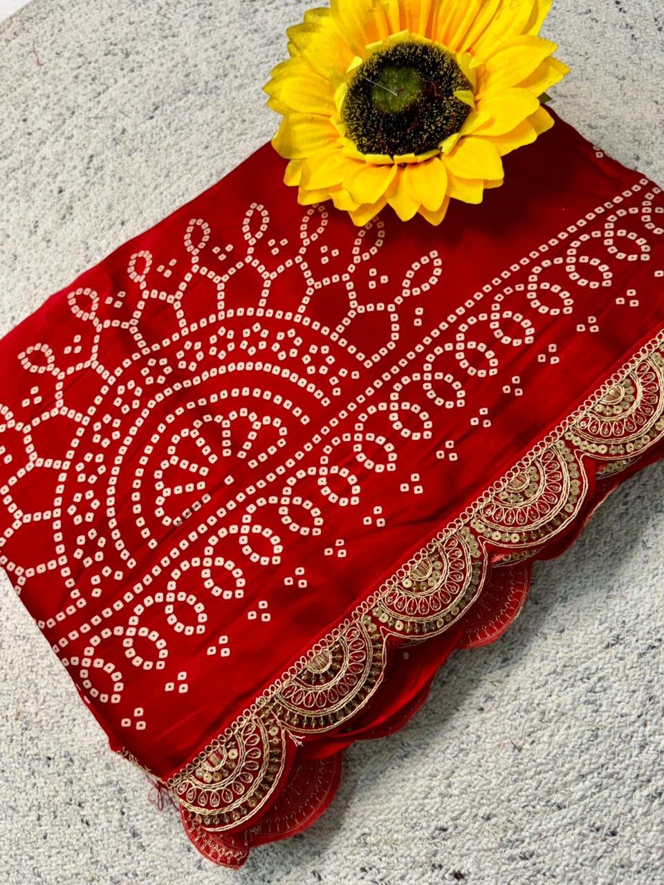 Pure Modal Silk Ajrak Saree with Lagdi Patta