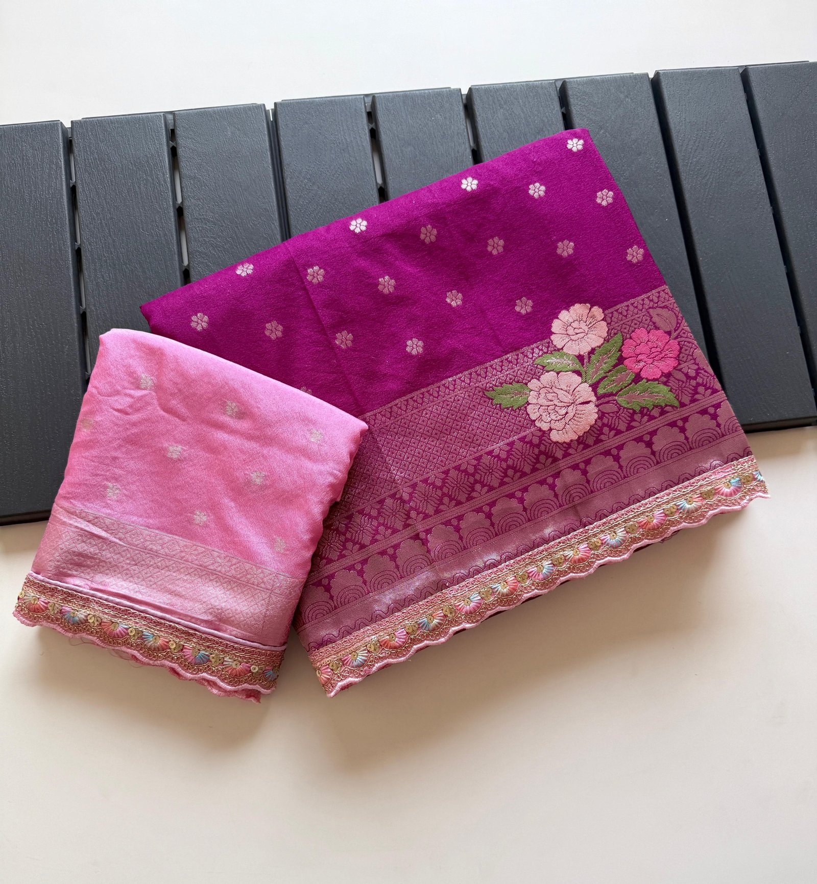 Pure Khadi Crepe Georgette Minakari Weavin Saree image 12