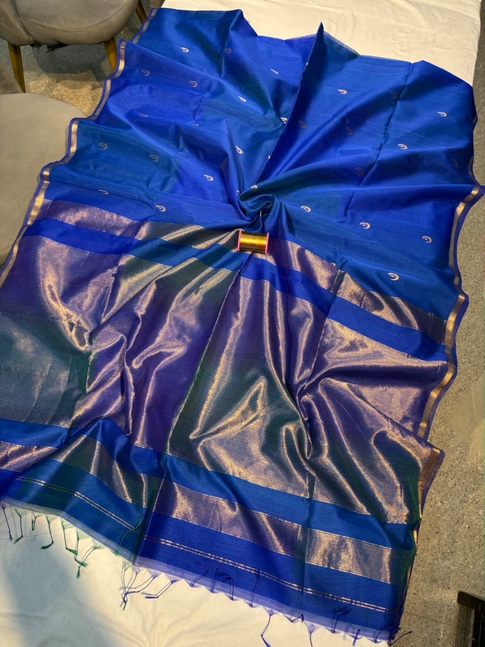 Pure Maheshwari Handloom Saree with Chand Design image 6