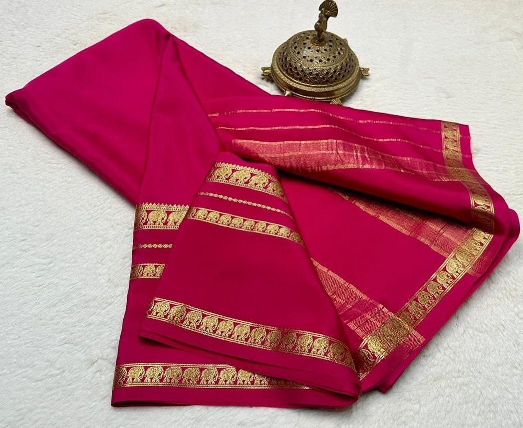 Semi Crepe Mysore Silk Sarees image 6