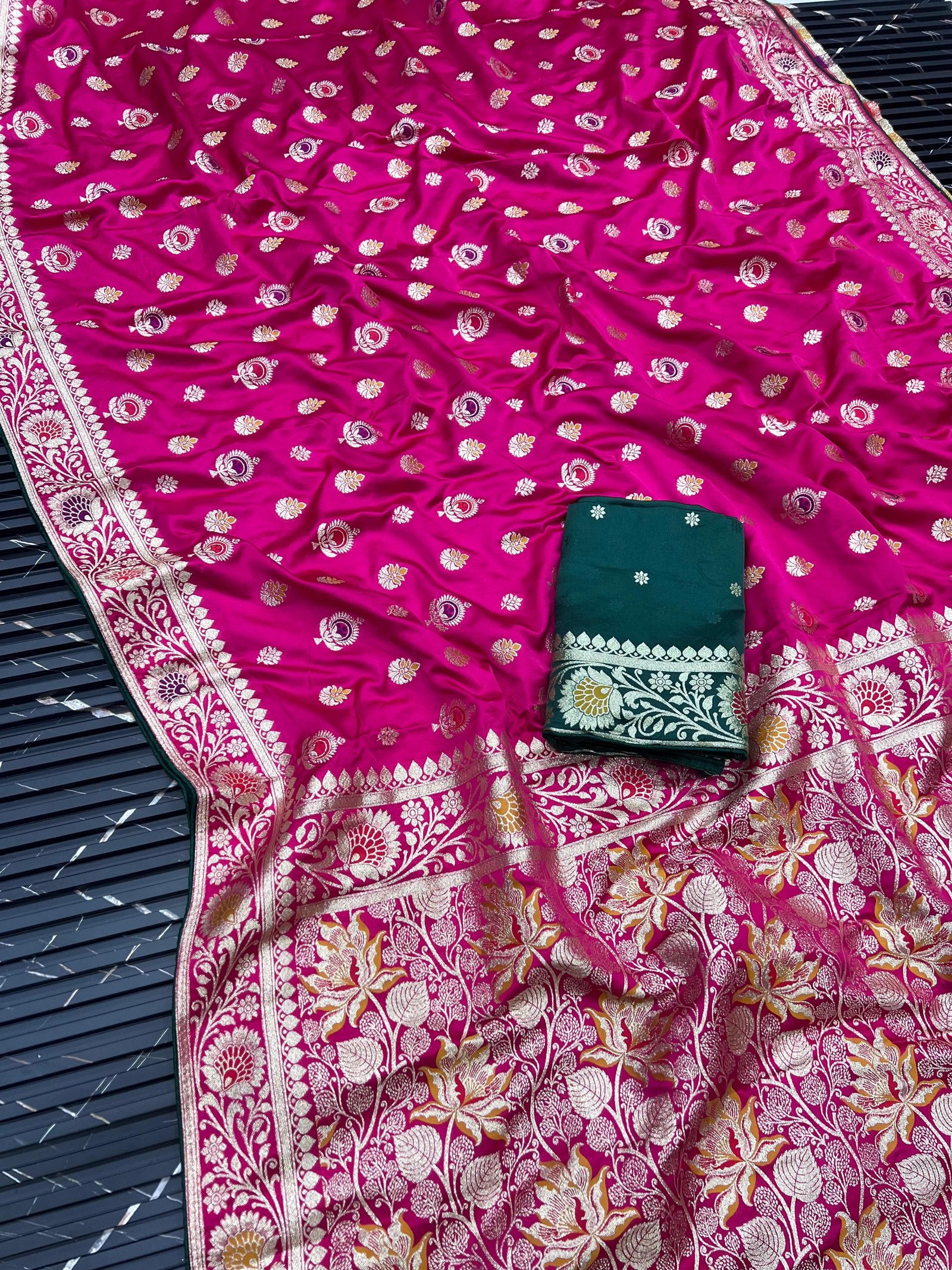 Pure Satin Gaji Silk Jacquard Saree image 7