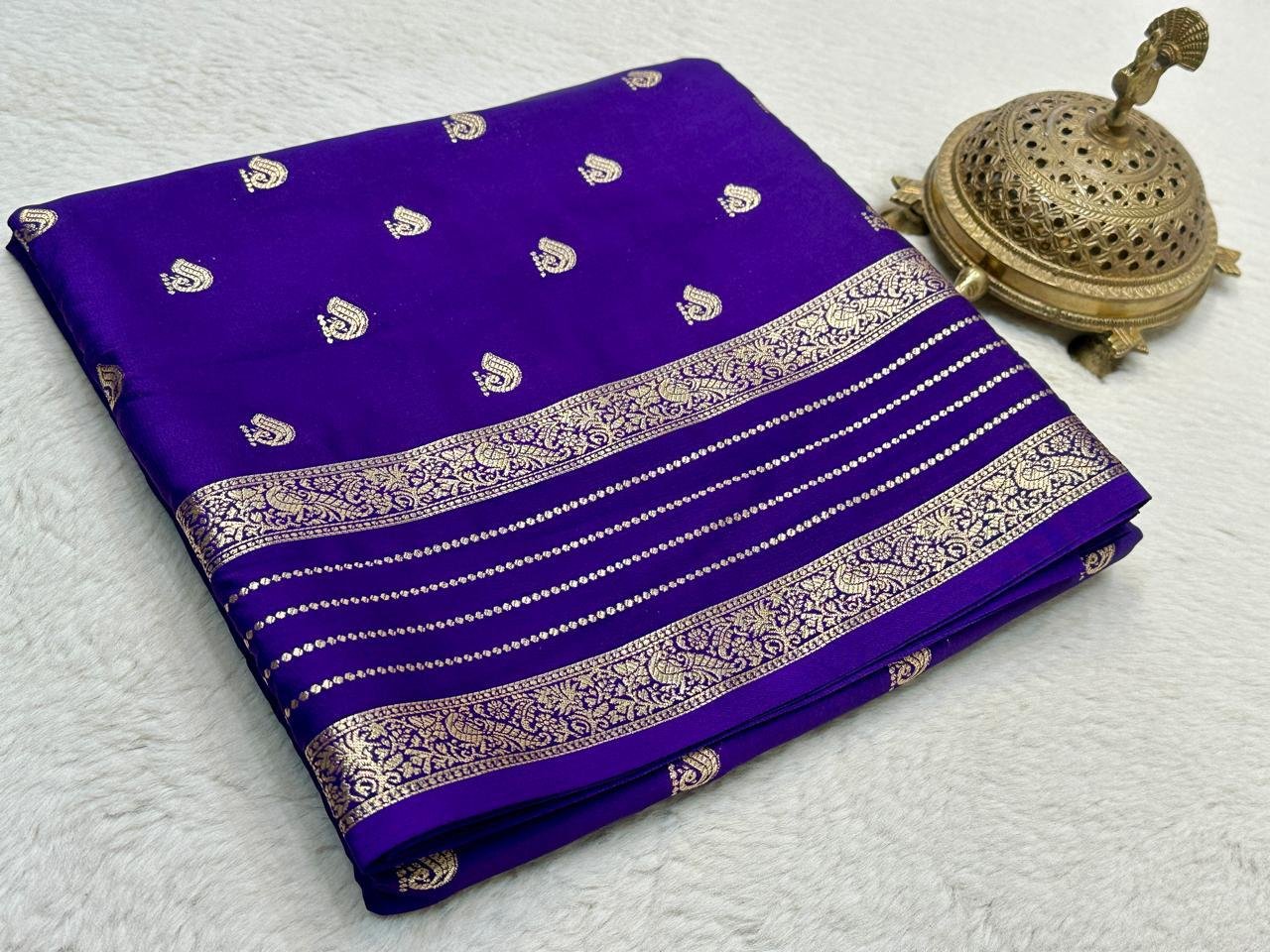 3 Semi Mysore Crape Silk Sarees image 11