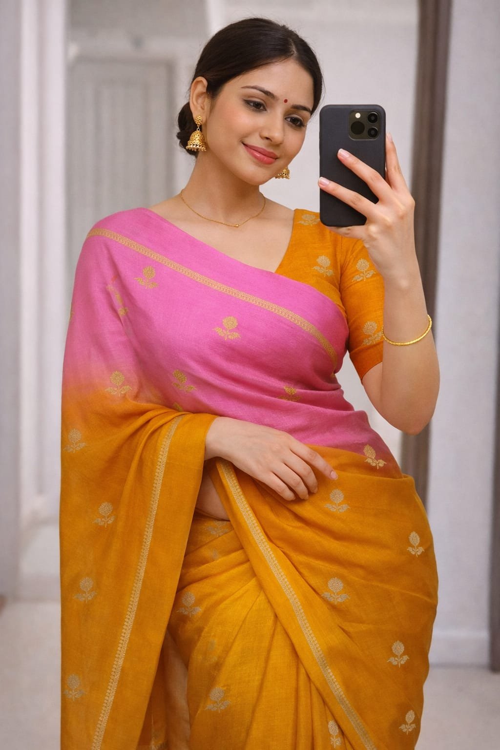 Pure soft Viscose Khadi silk fabric with satin border image 25