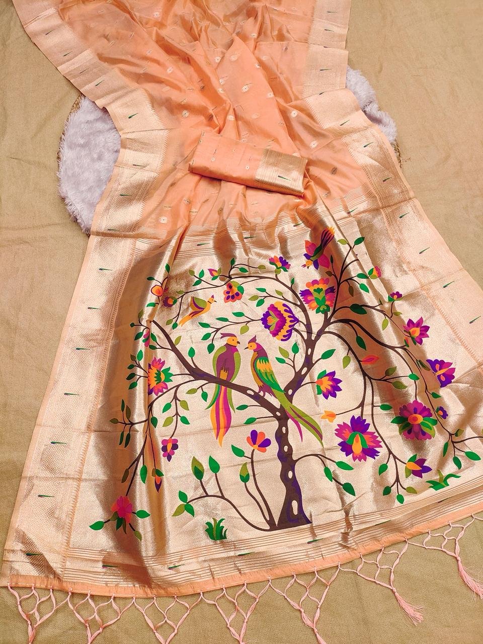 Traditional Organza Paithani image 6