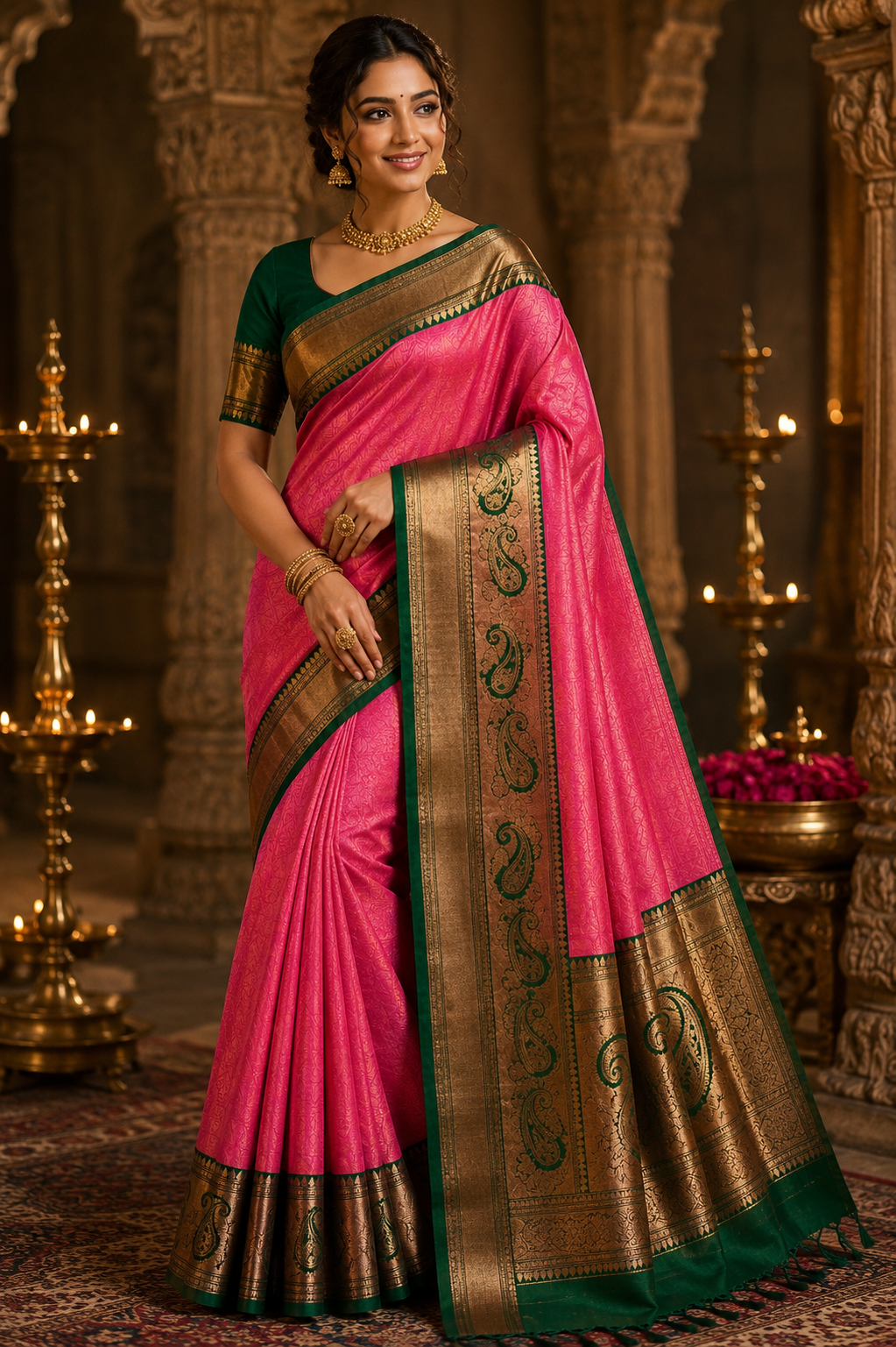 Bridal kanjivaram Semi SIlk Saree image 24