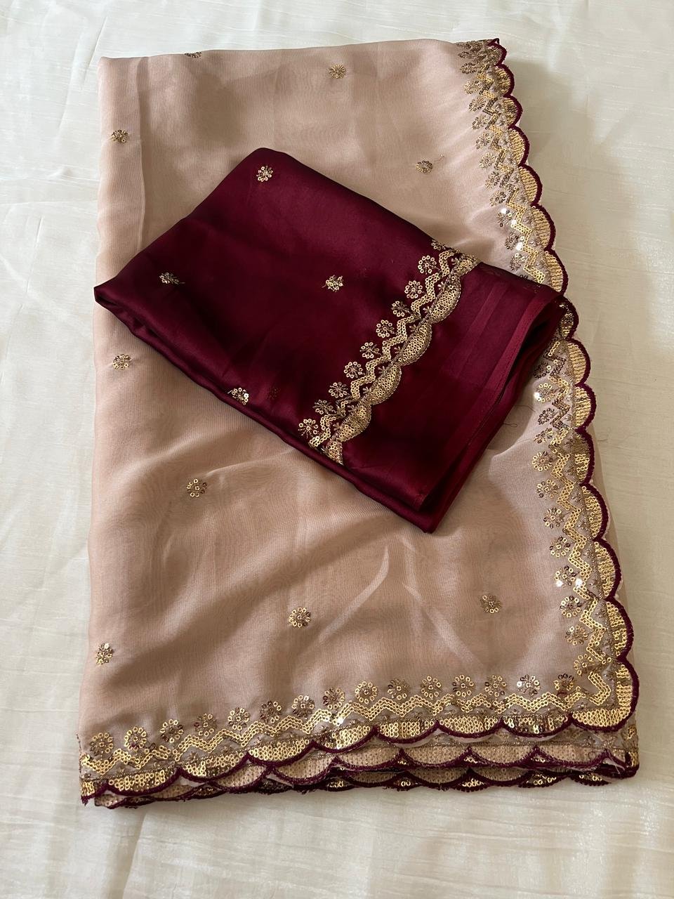 Rangoli silk saree with embroidery image 3