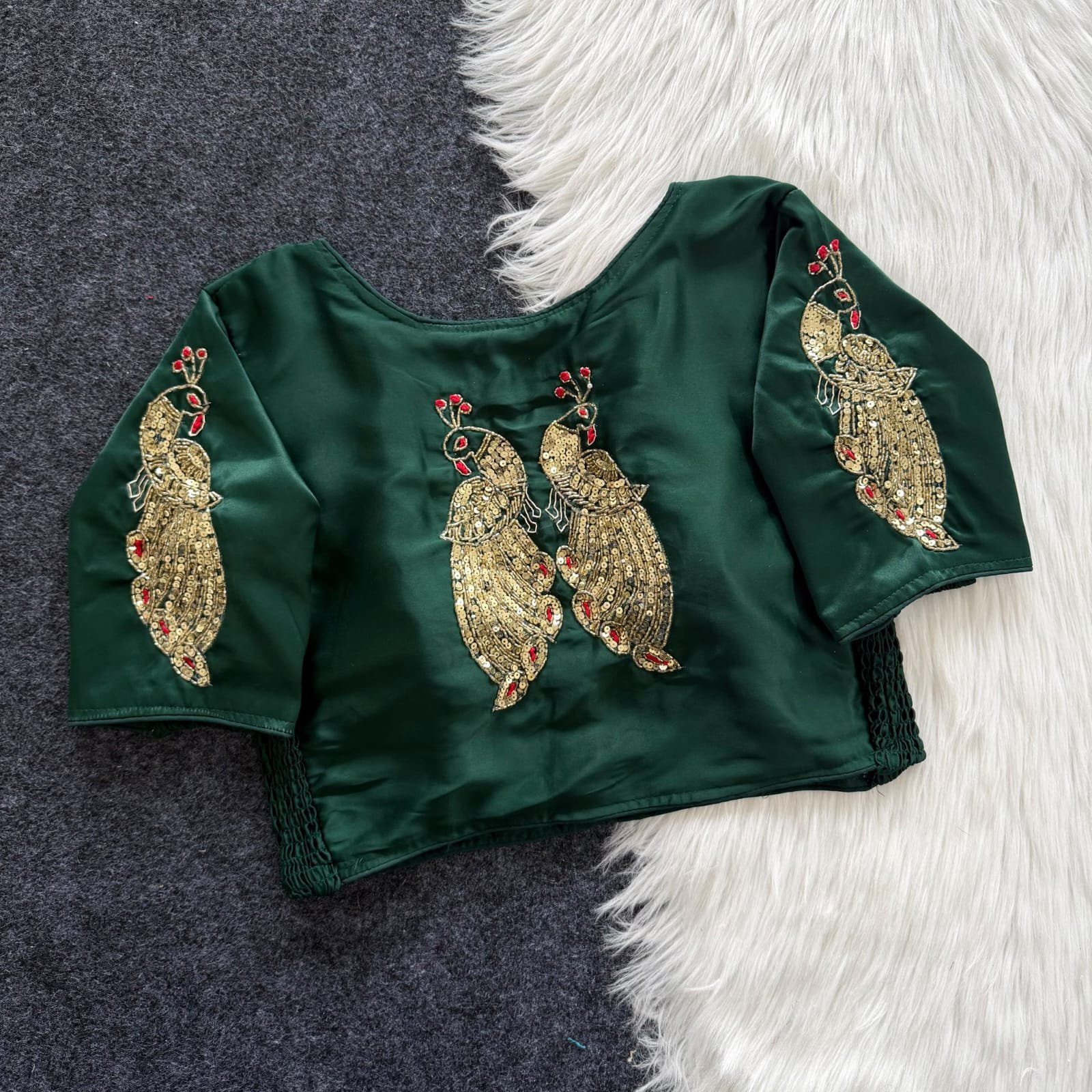 Zardosi Embroidery Readymade  Blouse with Elastic image 5