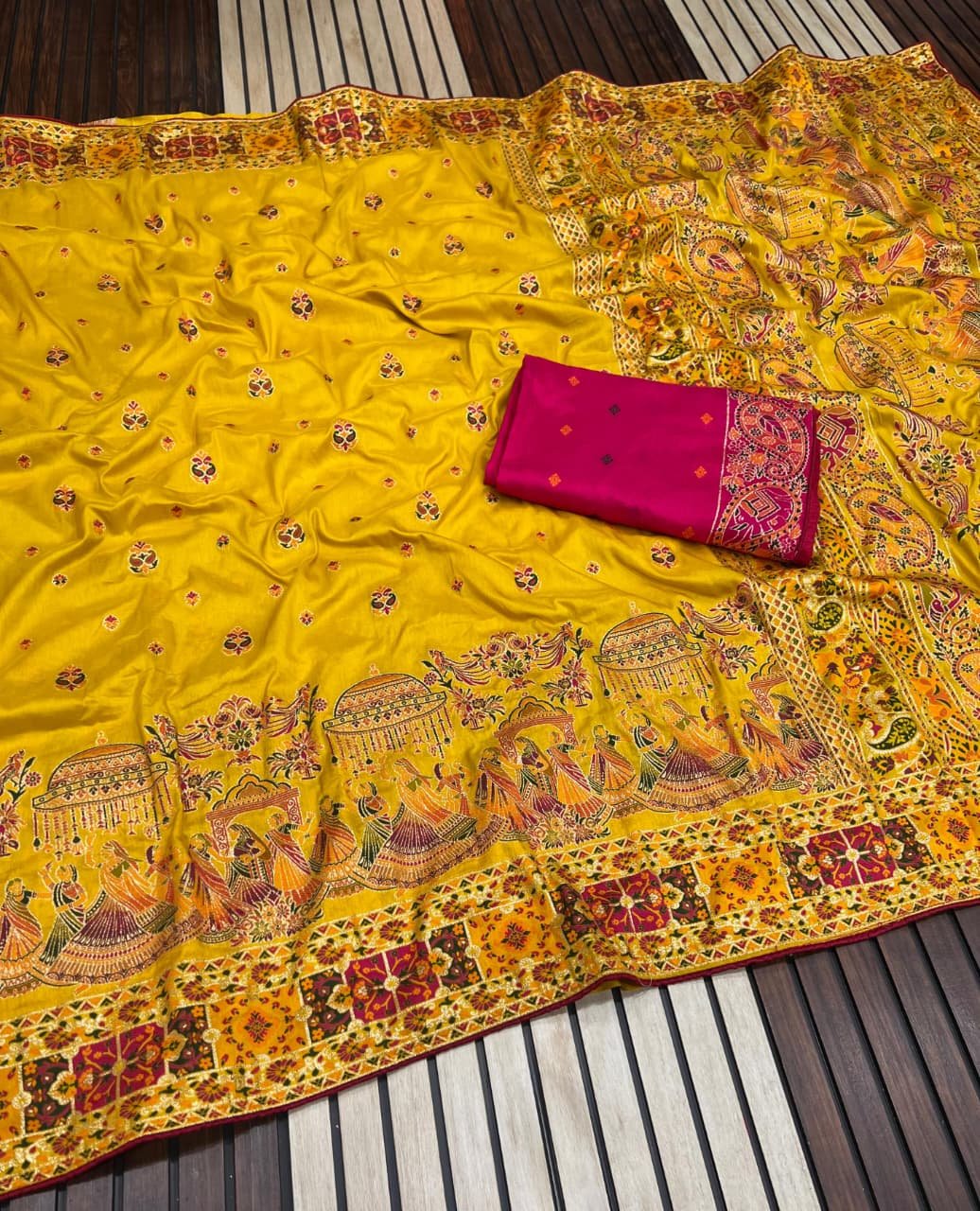 14 rajwadi pashmina saree image 18