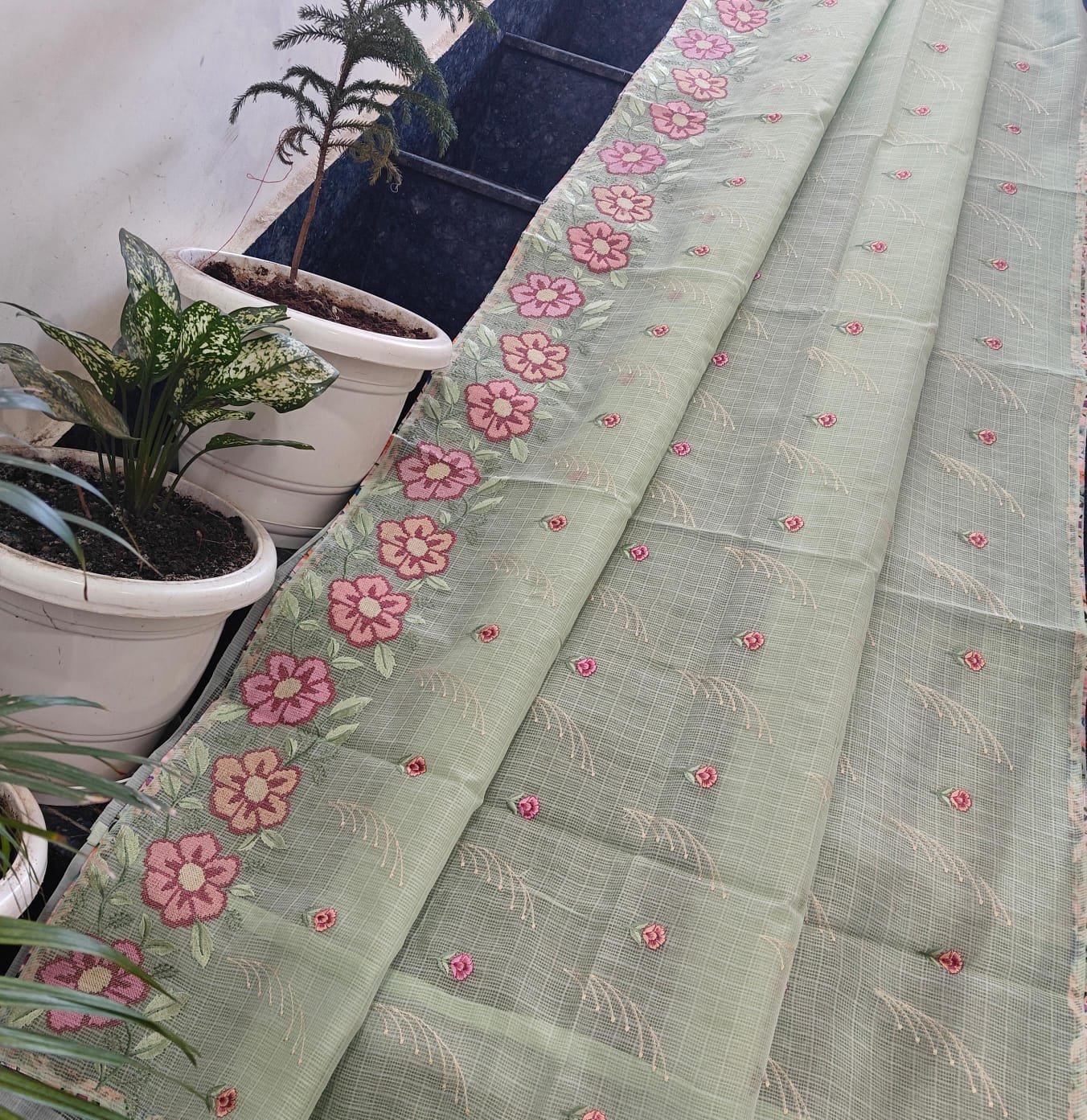Kota Doria Saree – Embroidery Work image 16