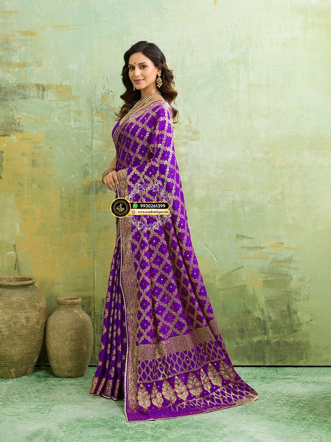 Banarasi Silk With Heavy Zari Work Saree with Handwork (single color) image 10