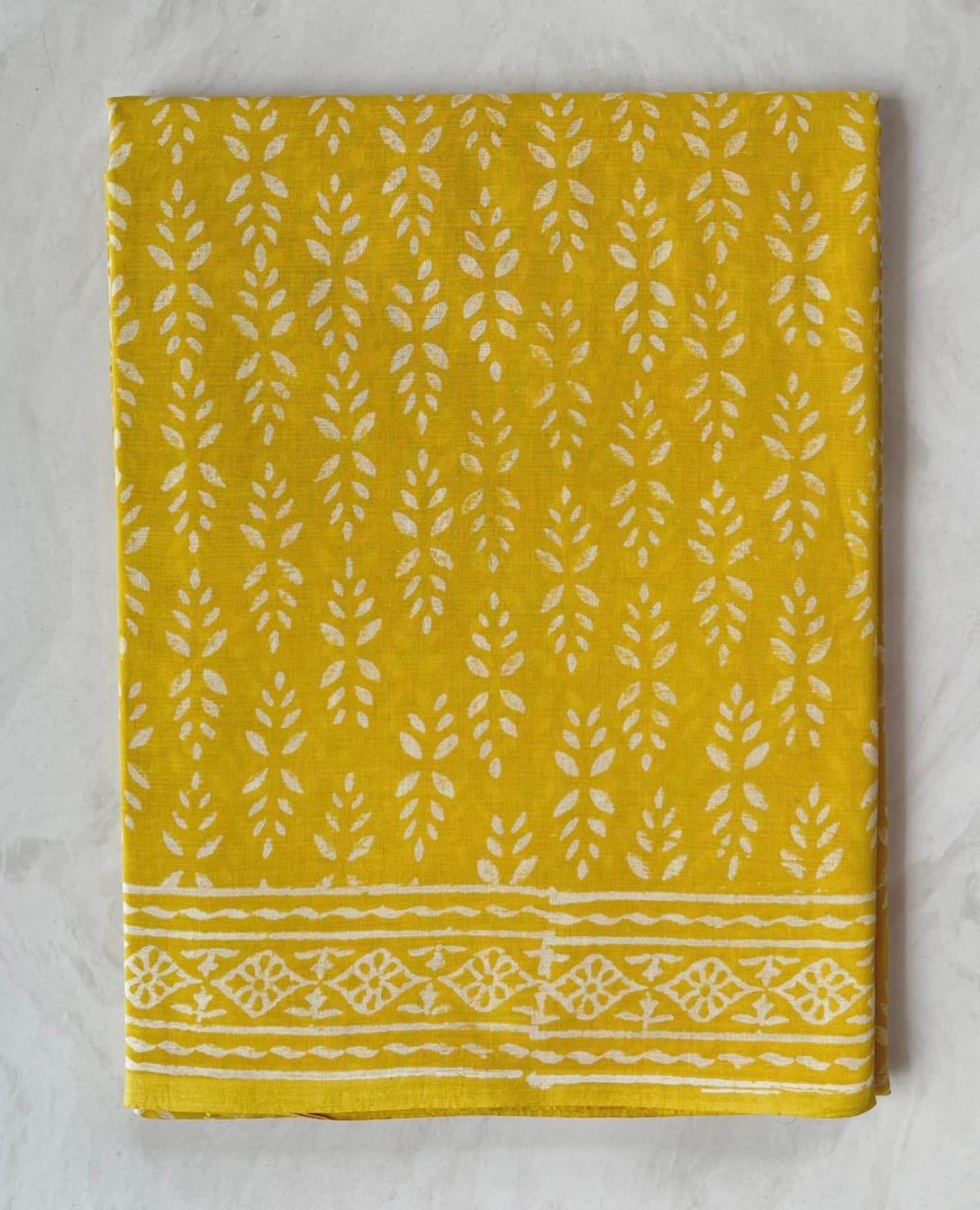 Hand Block Printed Cotton Mul Yellow image 2